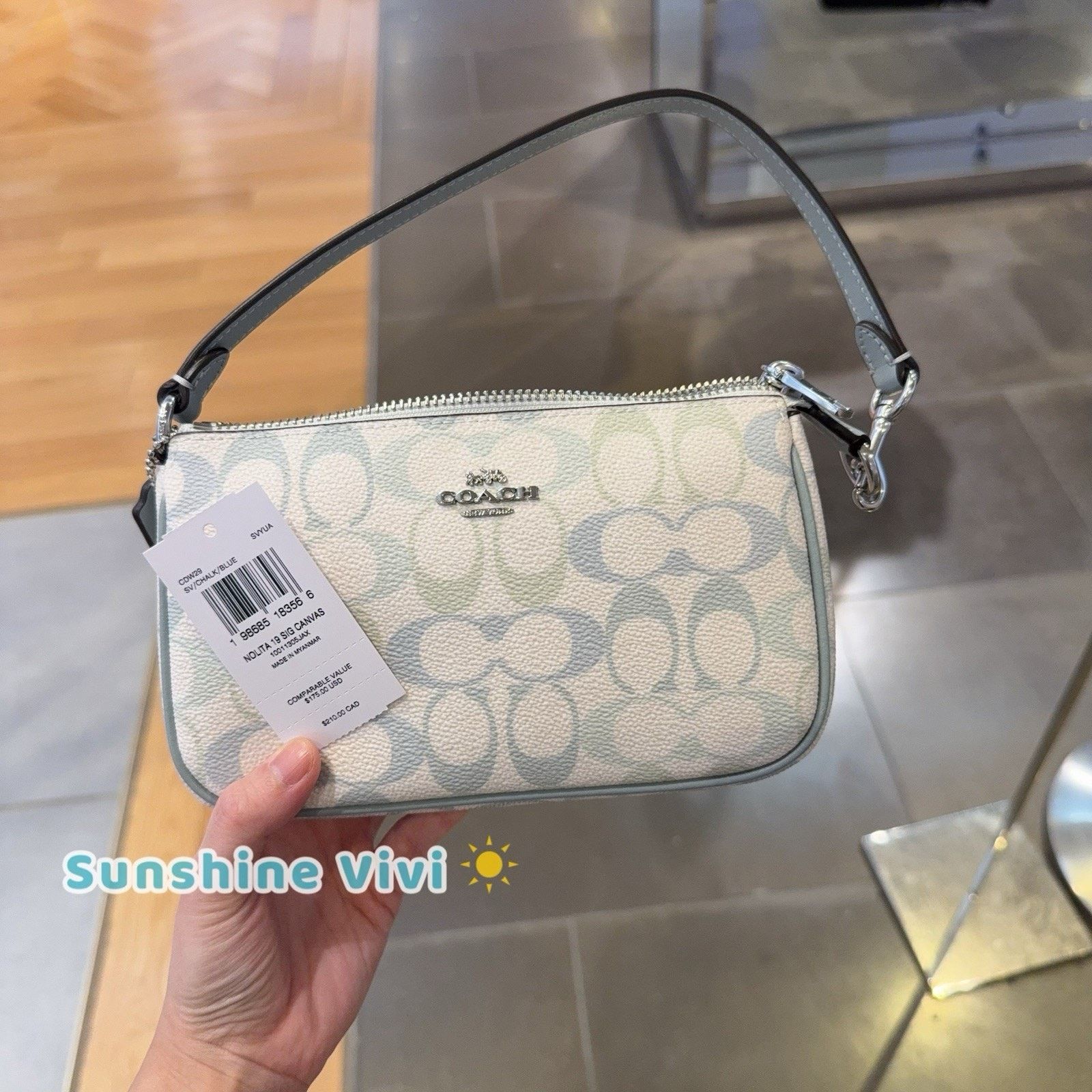 Coach NWT Coach Nolita 19 Pretty Canvas CDW29 Silver/Chalk/Blue Size ONE SIZE - 1 Thumbnail