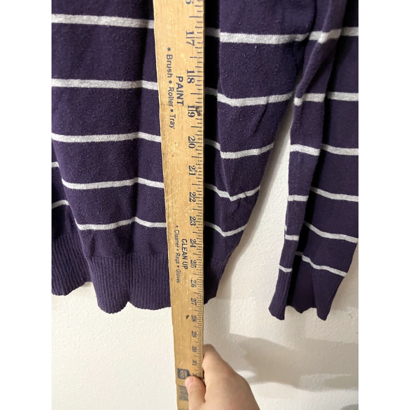 Gap Gap Sweater Women XL Purple Striped Cotton-Blend V-Neck Pullover Size XL / US 12-14 / IT 48-50 - 4 Thumbnail