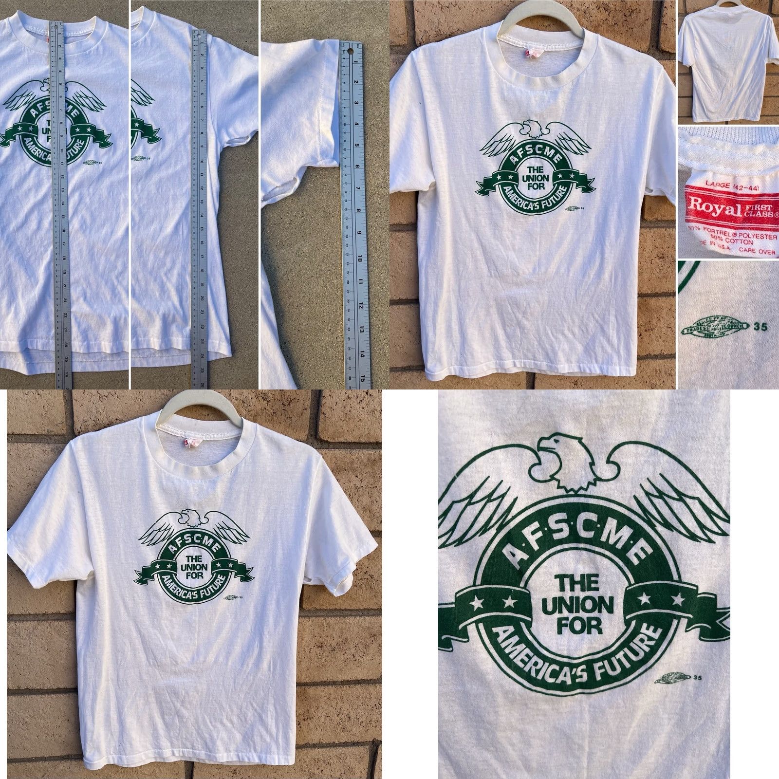 Vintage VINTAGE AFSCME Union T Shirt Royal First Class USA Eagle Graphic L Size US L / EU 52-54 / 3 - 9 Thumbnail