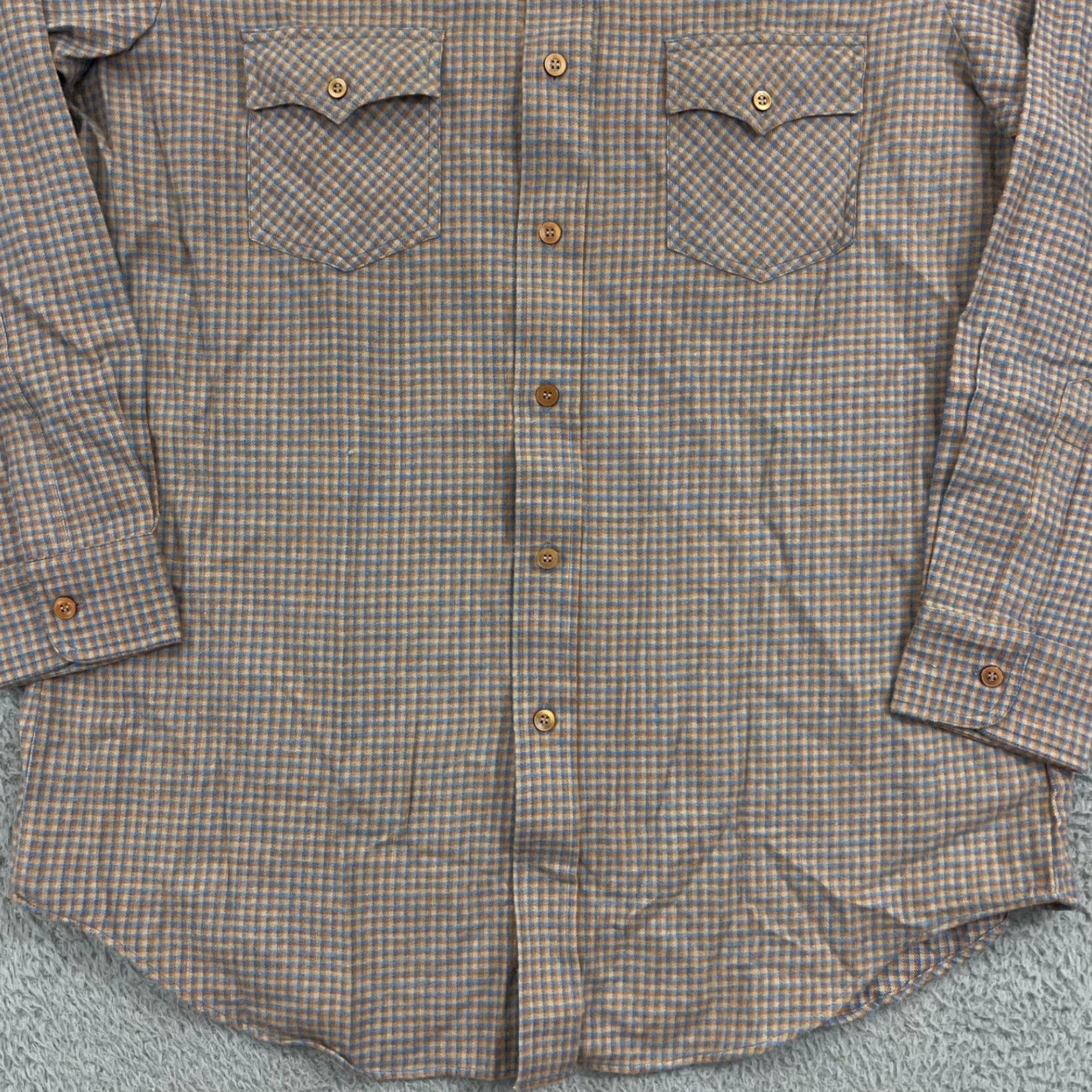 Vintage VINTAGE Country Touch Shirt Men Large Plaid Button Up Flannel Pocket Beige Cotton 80s 90s Bohemian Western NWT Size US L / EU 52-54 / 3 - 2 Thumbnail
