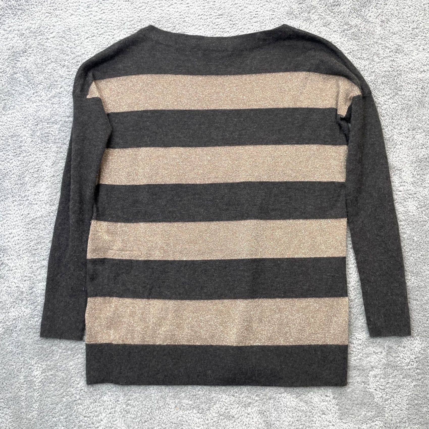 Vince Vince Sweater Womens Large Gray Metallic Striped Cashmere Tight Knit Ribbed Warm Size L / US 10 / IT 46 - 2 Thumbnail