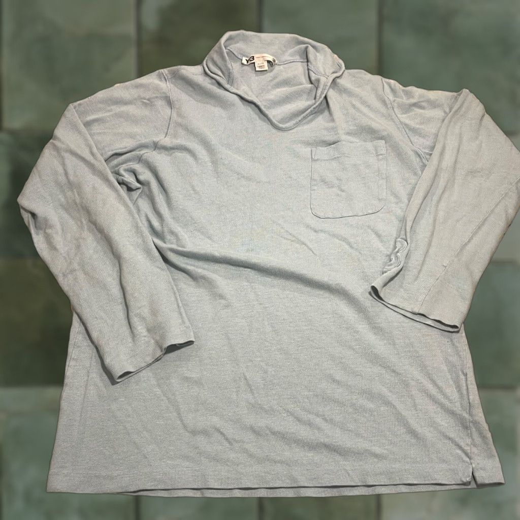 Yohji Yamamoto VINTAGE Yohji Yamamoto X Adidas Y-3 Long Sleeve Shirt Unisex Adults XL Blue Linen Cotton Size US XL / EU 56 / 4 - 1 Thumbnail