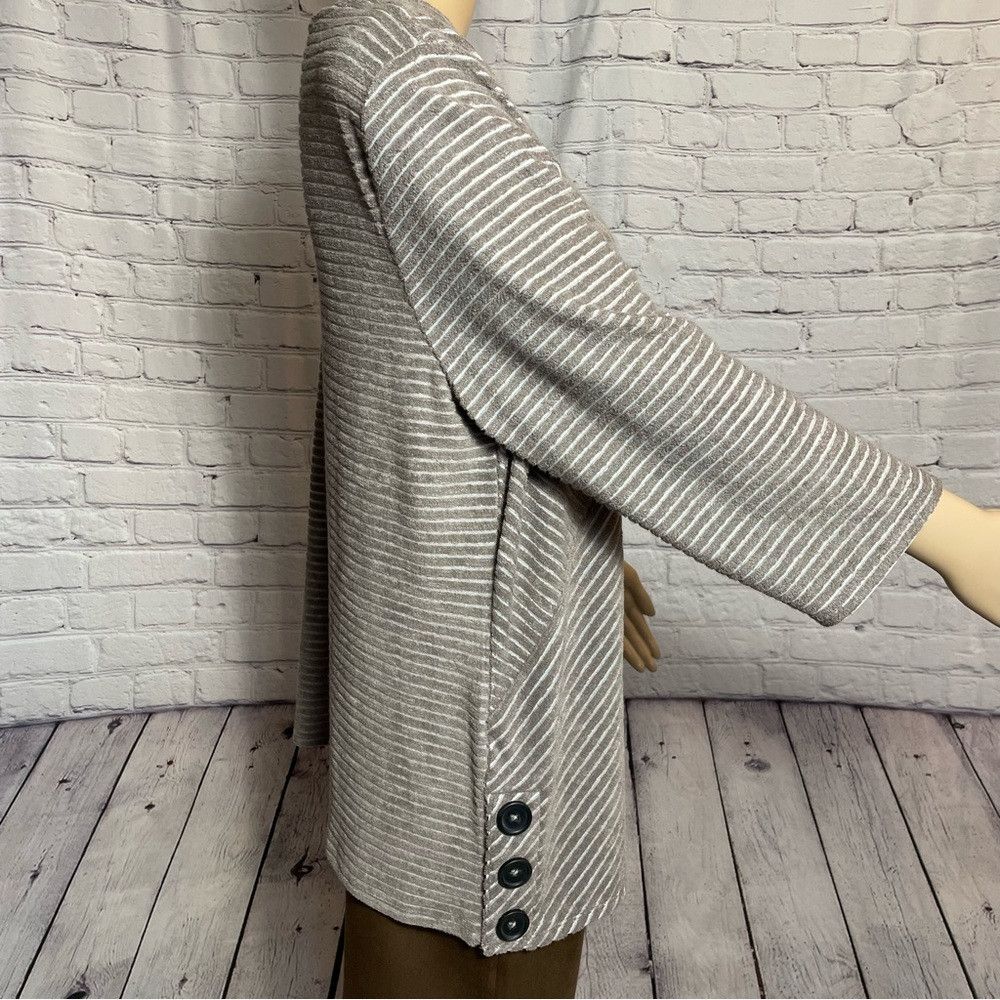 Chicos NWT New Chico's Angled Lines Spliced Boatneck Beige Tunic S Size XL / US 12-14 / IT 48-50 - 3 Thumbnail