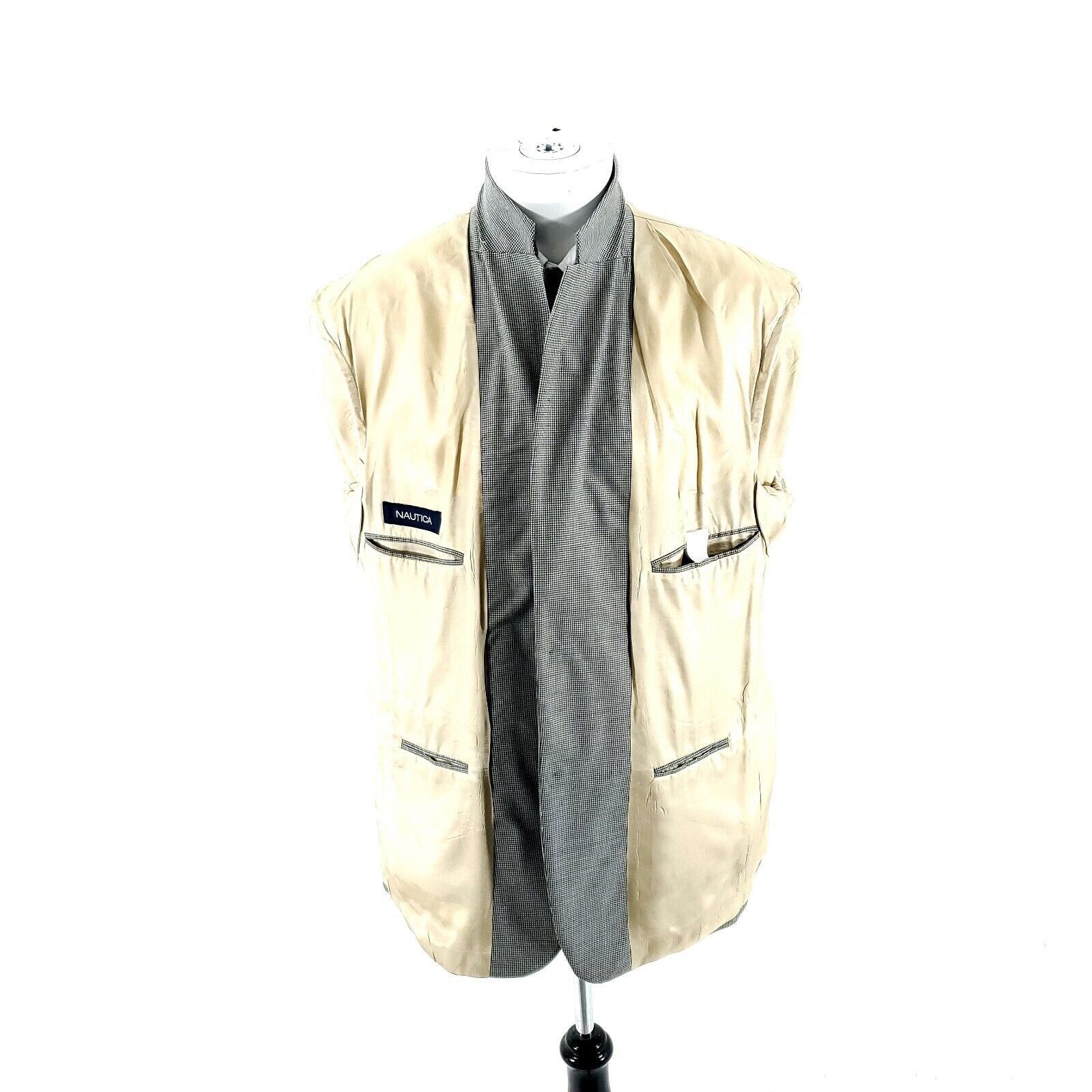 Nautica Nautica Wool 2 Button Sport Coat 44R Gray Beige Green Hounds Size 44R - 9 Thumbnail