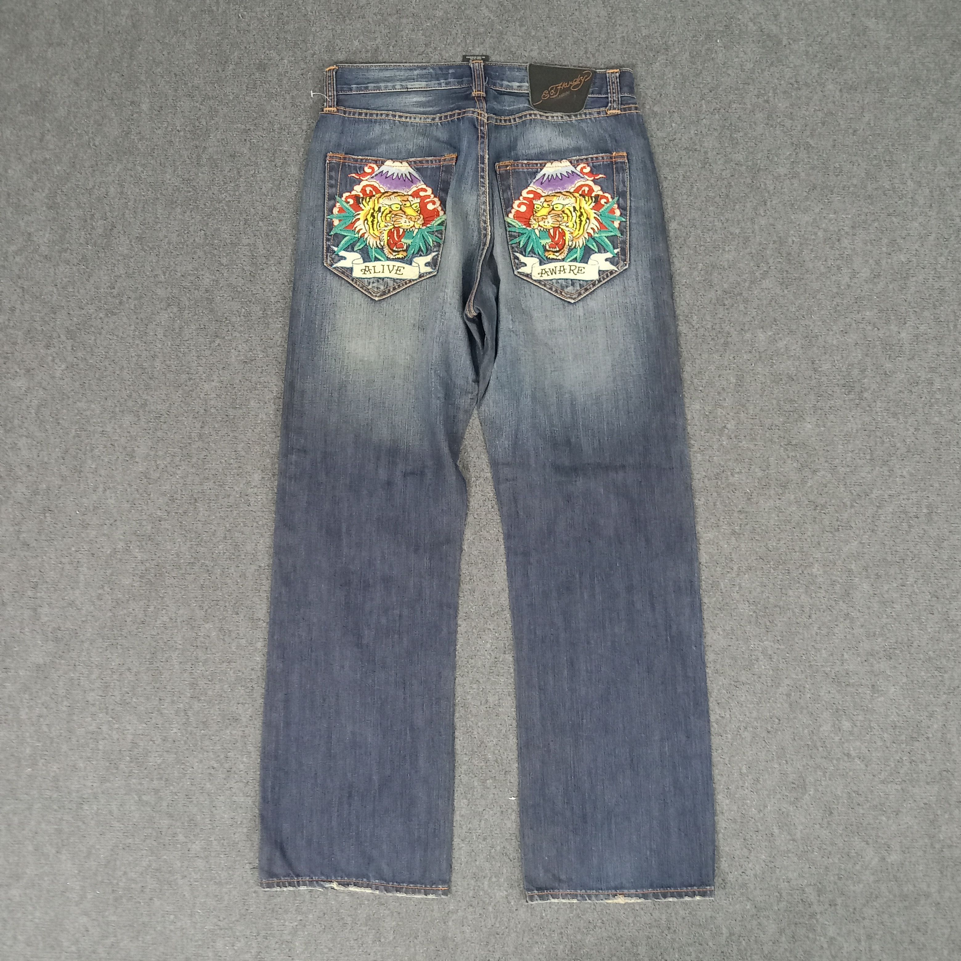 Christian Audigier × Ed Hardy × Vintage Ed Hardy American Designer Embroidery Art Jeans Size US 31 - 1 Thumbnail