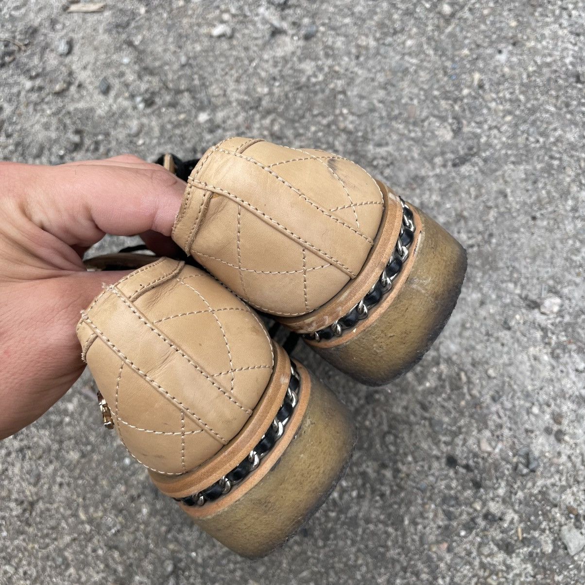 Vintage CHANEL Quilted Leather Boots shoes sneakers chain old luxury Size US 10 / IT 40 - 5 Thumbnail