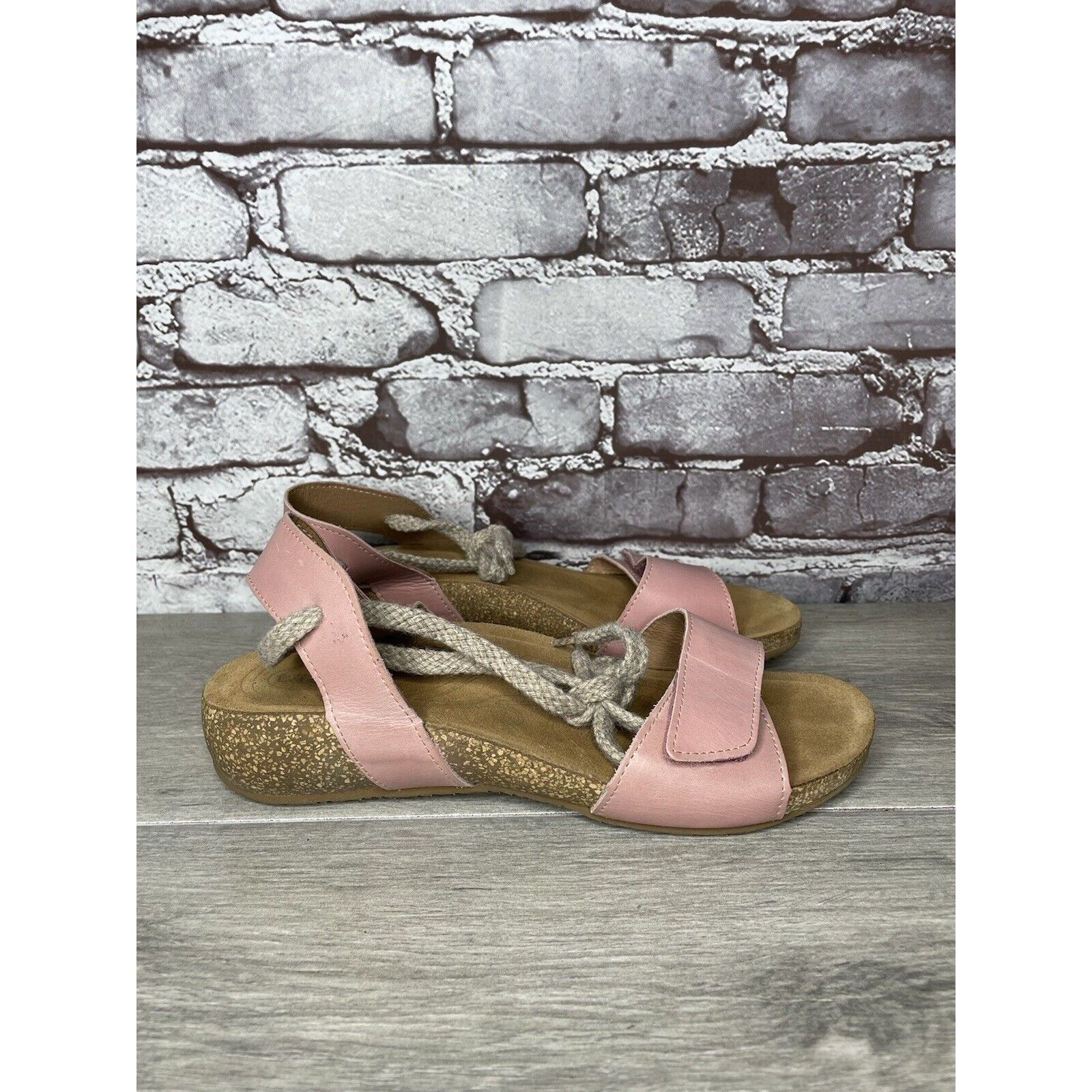 Other TAOS Pink Leather Ankle Lace Strap Cork Wedge Sandals Women Size US 9.5 / IT 39.5 - 14 Thumbnail