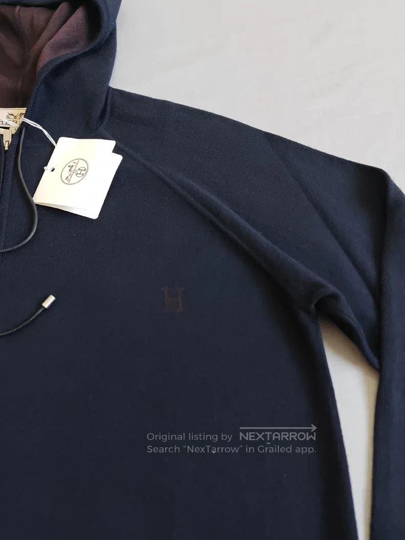 Other Hermes Cowl-neck sweater zipper knit jacket, navy blue, 80 Size US S / EU 44-46 / 1 - 3 Thumbnail