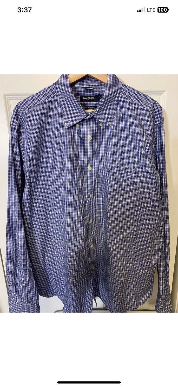 Nautica Nautica mens sz XL button shirt wrinkle resistant blue plaid Size US XL / EU 56 / 4 - 5 Thumbnail