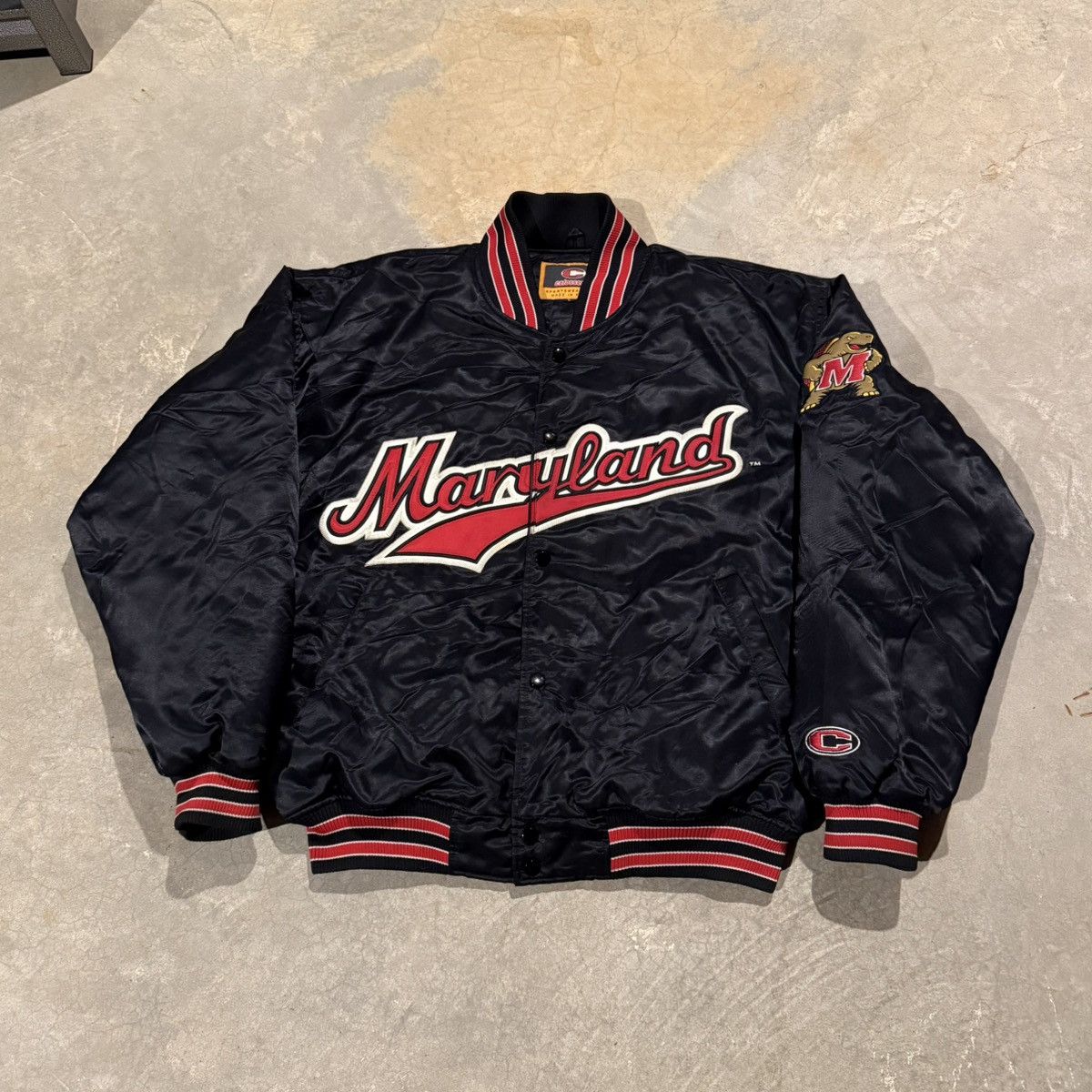 Vintage Vtg 2000s University of Maryland Satin Bomber Jacket Starter Size US L / EU 52-54 / 3 - 2 Thumbnail