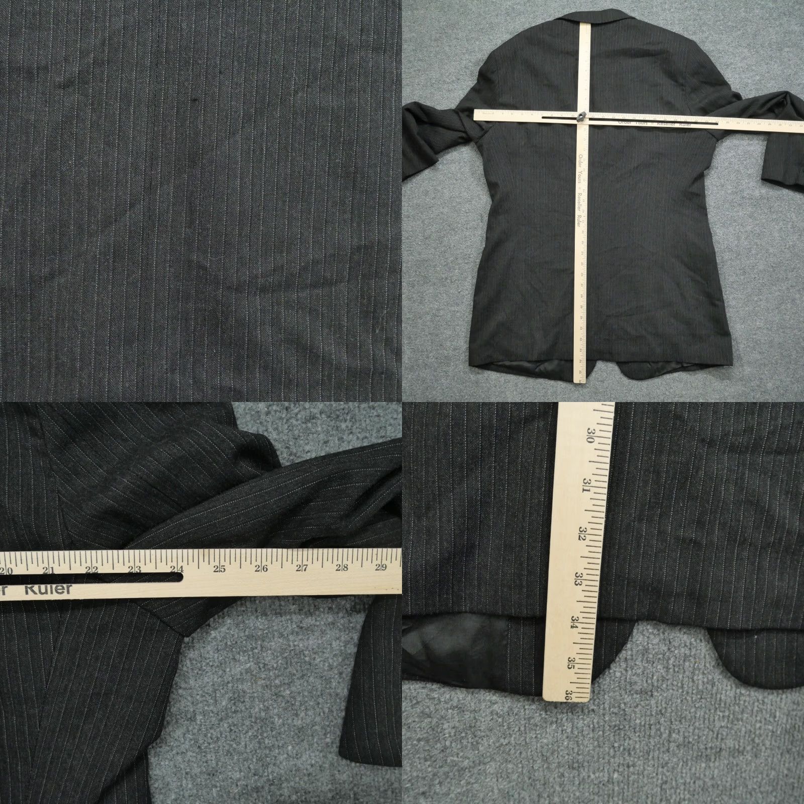 Emporio Armani VINTAGE Emporio Armani Jacket Blazer Mens 46 Grey Black Striped Made In Italy Size 46R - 8 Thumbnail
