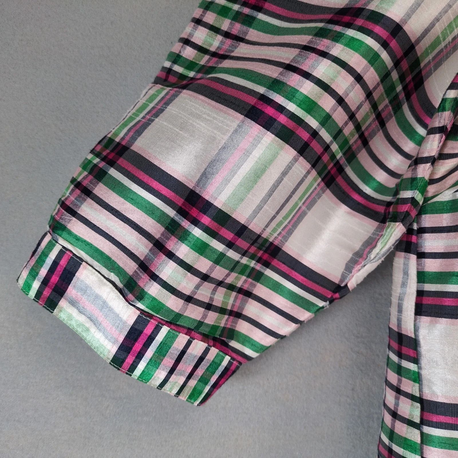 Other Crown & Ivy Opalescent Pink Plaid Blouse Balloon Sleeves 3X Size 3XL / US 20-22 - 8 Thumbnail