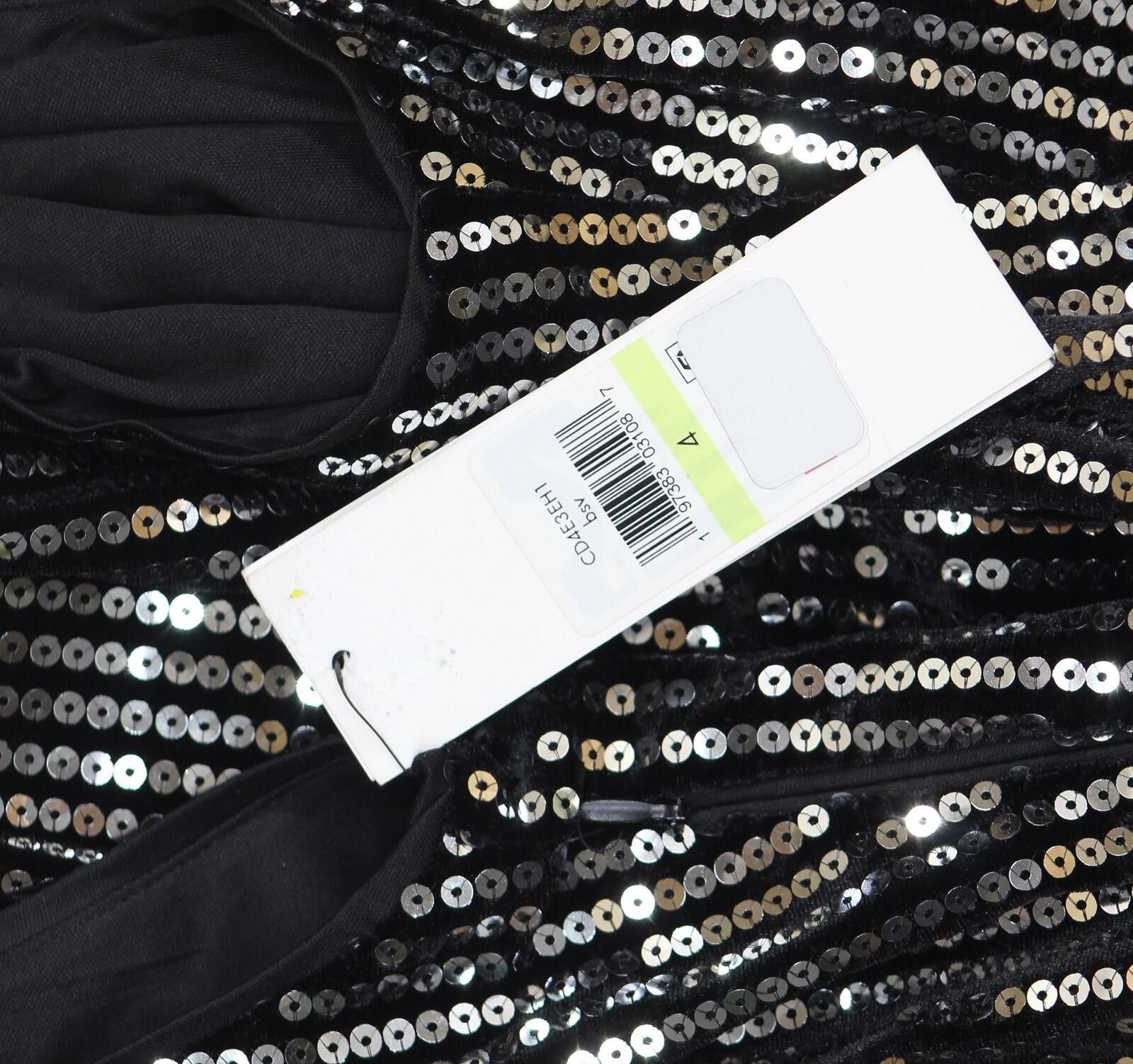 Calvin Klein Nwt Calvin Klein Womens Velvet Shift Dress Black / Silver 4 Size S / US 4 / IT 40 - 4 Thumbnail