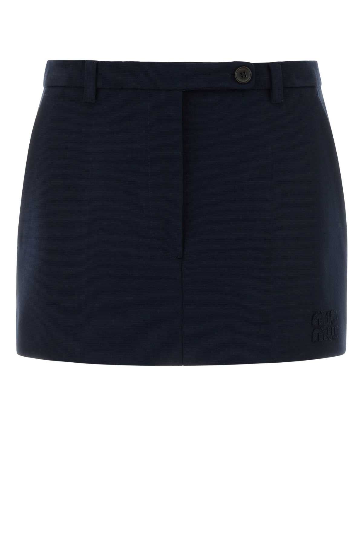Miu Miu Navy Stretch Jersey Mini Skirt Size 27" / US 4 / IT 40 - 1 Thumbnail