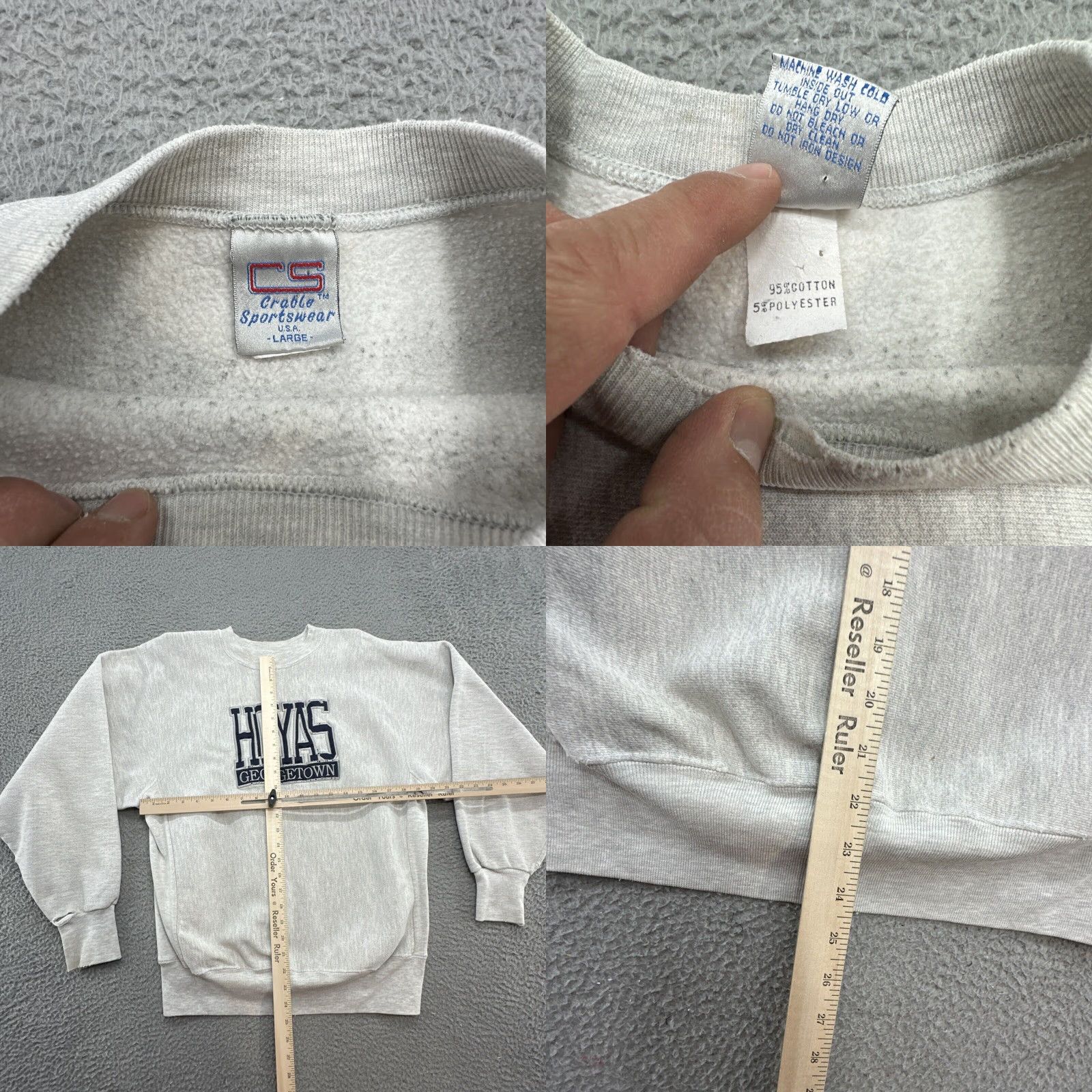 Vintage VINTAGE Georgetown Hoyas Sweatshirt Men L Gray University 90s Crable Sportswear Pullover Embroidered Cotton Polyester Sweatshirt Size US L / EU 52-54 / 3 - 8 Thumbnail