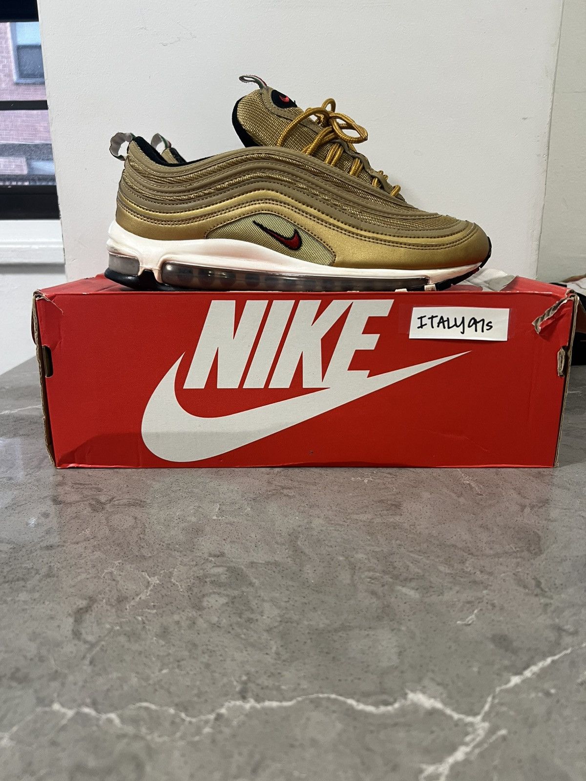 Nike Nike Air Max 97 Italy Metallic Gold Size US 8 / EU 41 - 1 Thumbnail