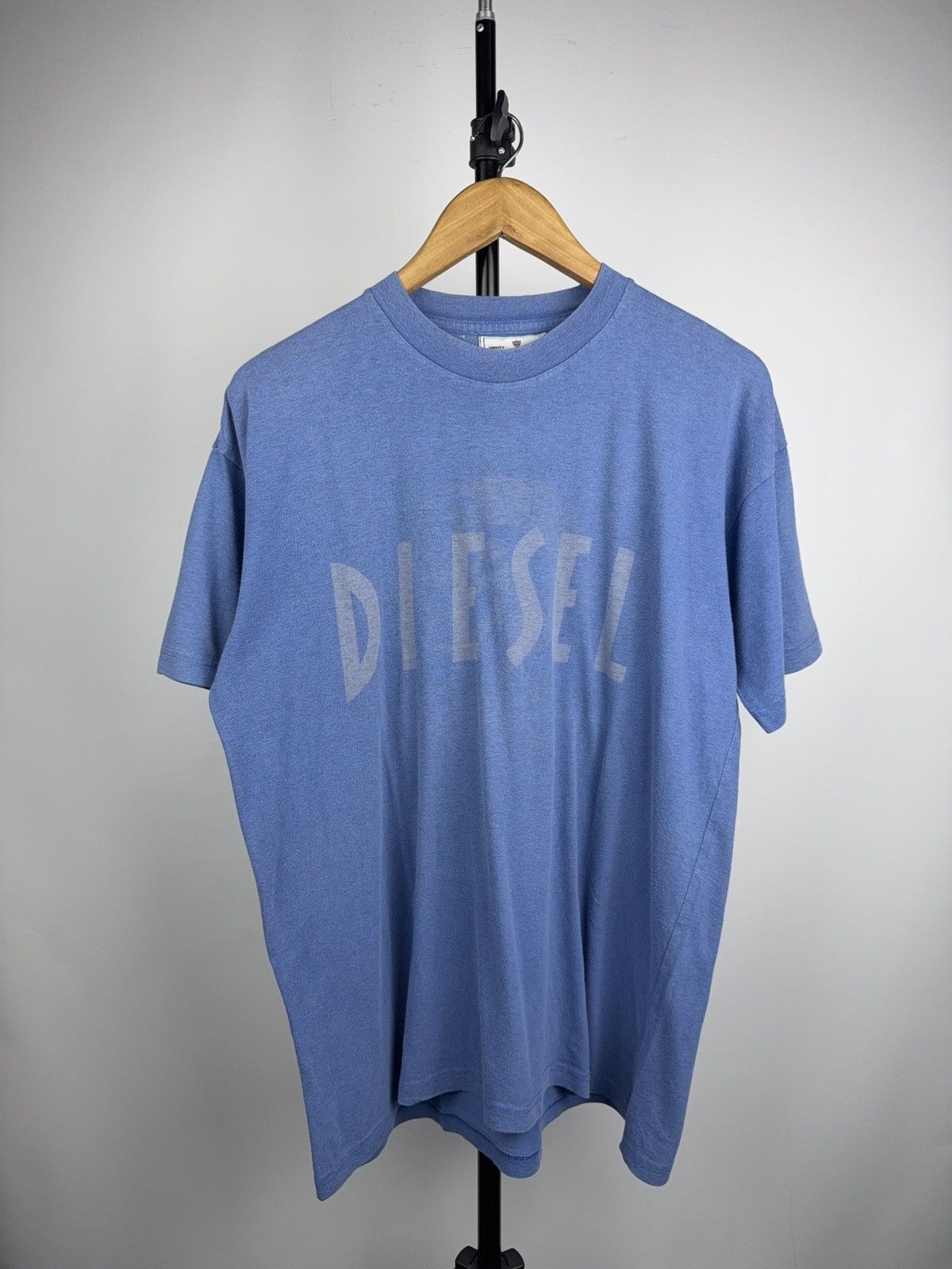 Archive 90s Retro Vintage Diesel Faded Logo T-Shirt Y2K Blue