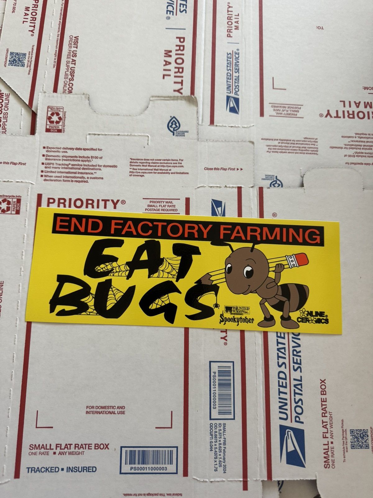 Online Ceramics Eat Bugs End Factory Farming Spooky 2021 Bumper Sticker Size ONE SIZE - 2 Thumbnail