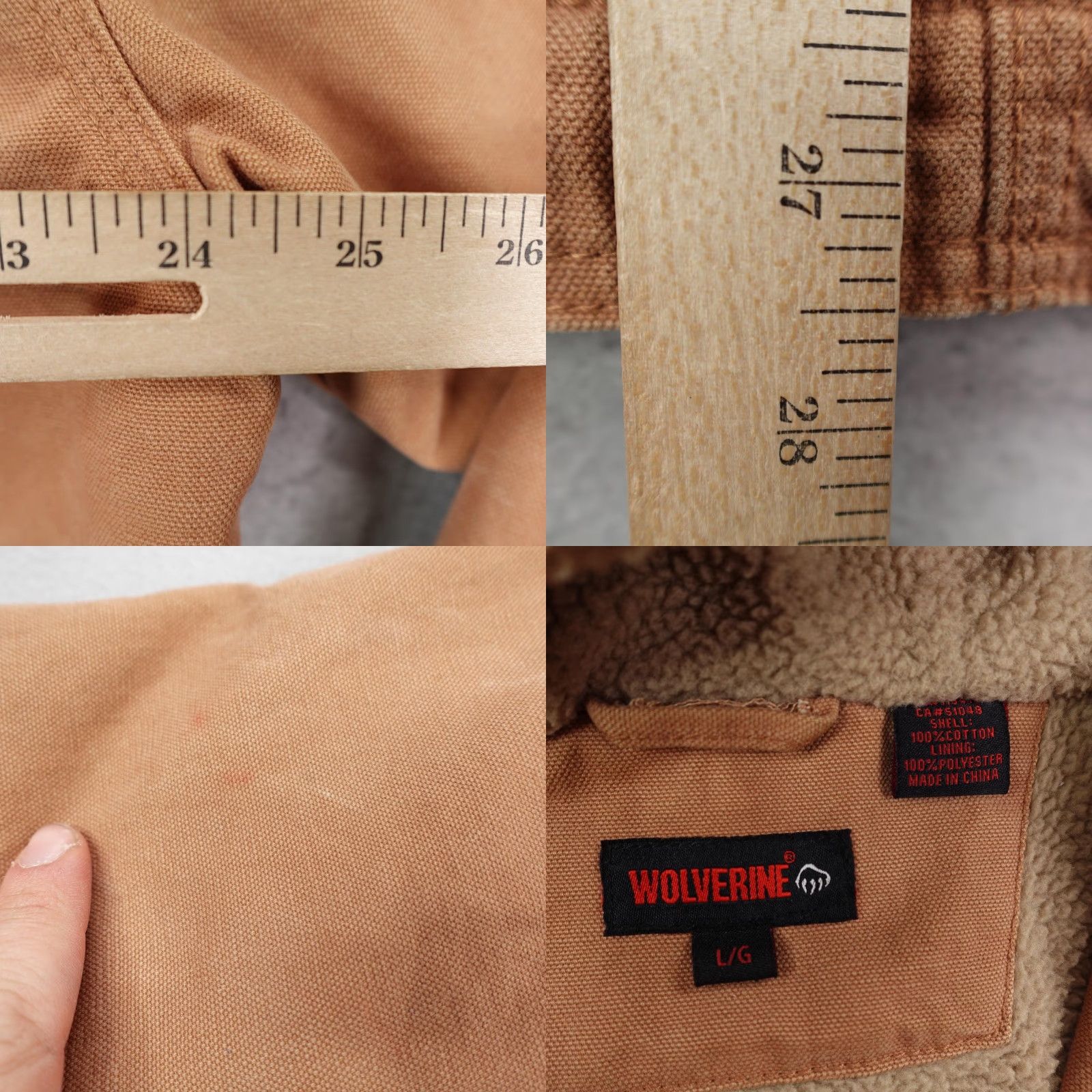 Vintage Wolverine Jacket Large Mens Brown Canvas Sherpa Lined Chore Work Coat Zip Up Size US L / EU 52-54 / 3 - 8 Thumbnail