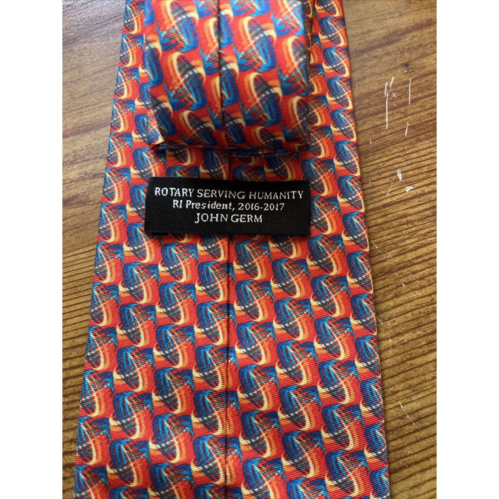Other Rotary International 2016-17 Men’s orange blue silk necktie Size ONE SIZE - 3 Thumbnail