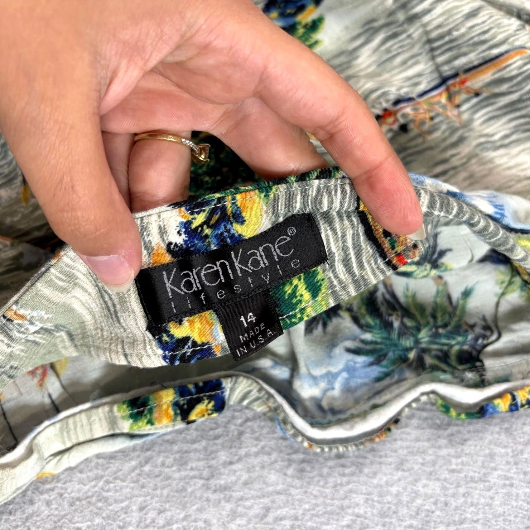 Vintage VINTAGE Karen Kane Skirt Women 14 Hawaiian Island Midi Side Slit Tropical USA Size 36" / US 14 / IT 50 - 4 Thumbnail