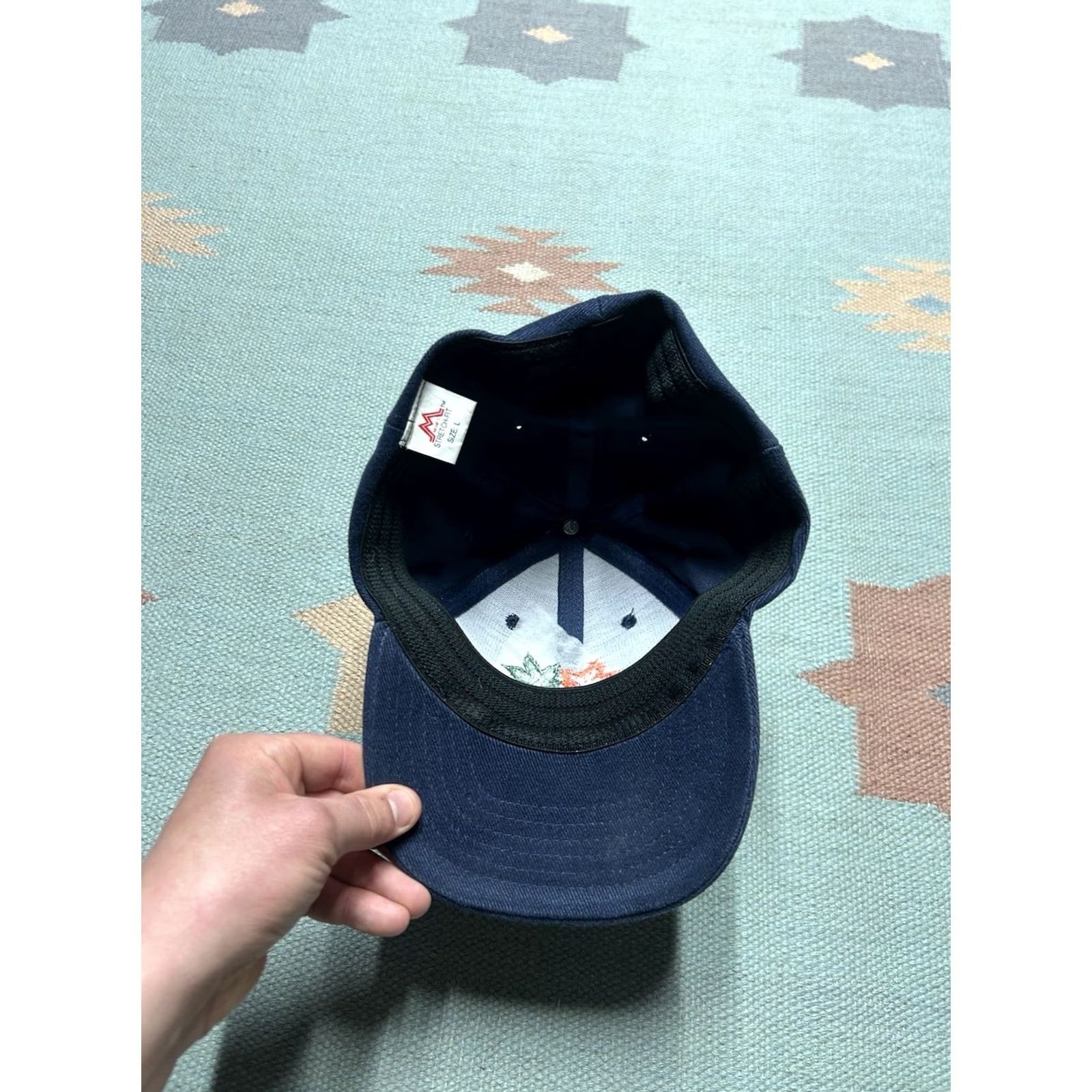 Vintage VINTAGE Baseball Hat Fitted Cap Maine Autumn Leaf Spell Out Logo Adult Large Blue Mens Size ONE SIZE - 4 Thumbnail