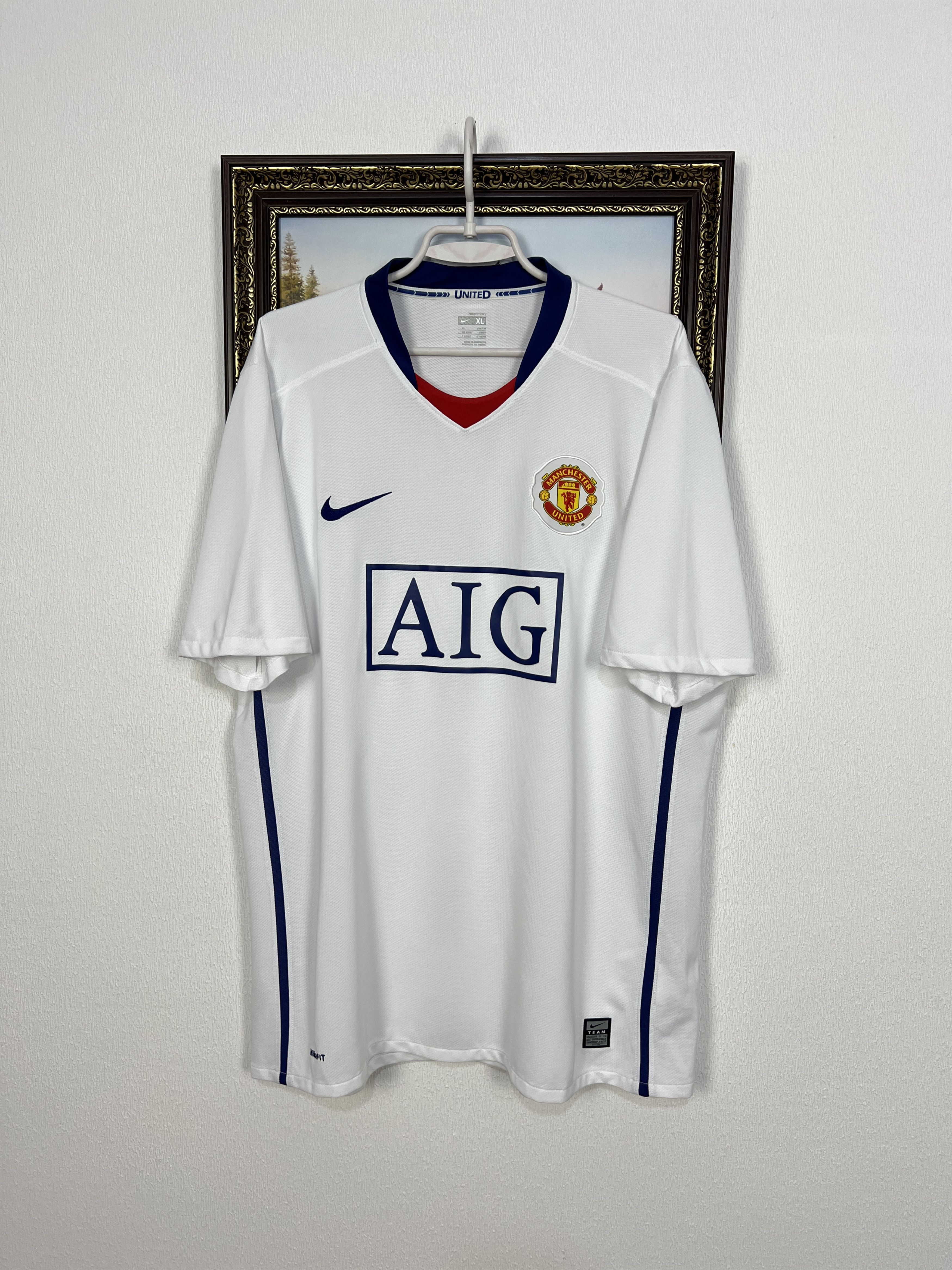 Nike Manchester United Away football shirt 2008 Soccer Nike White Size US XL / EU 56 / 4 - 1 Thumbnail