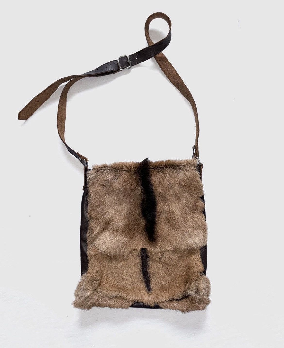 14th Addiction LGB GOA Leather Suede Rabbit Fur Margiela Style Sling Bag Size ONE SIZE - 15 Thumbnail