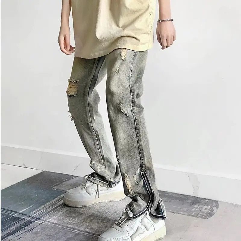Japanese Brand × Jean Retro ripped zipper high street jeans Size US 30 / EU 46 - 6 Thumbnail