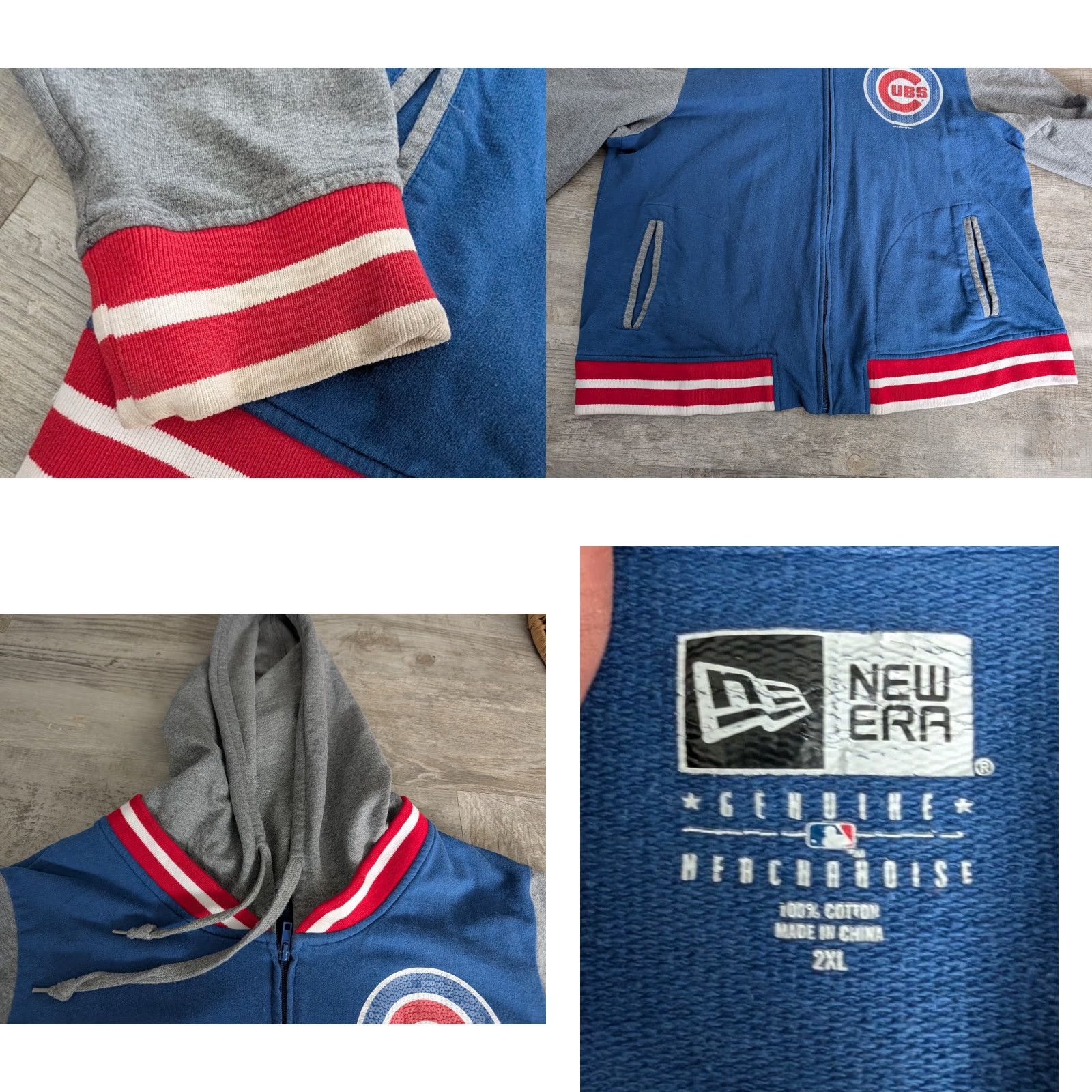 New Era VINTAGE Chicago Cubs New Era Women’s Full Zip Hooded Jacket Sequin Logo 2XL Striped Size XXL / US 16-18 / IT 52-54 - 8 Thumbnail