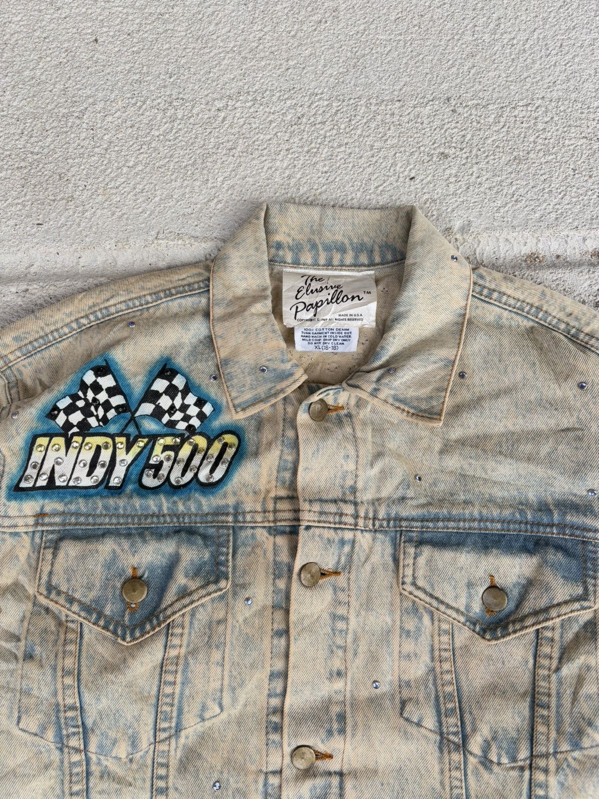 Vintage Tony Alamo Denim Jacket Vintage 80s Indy 500 Racing Size US XL / EU 56 / 4 - 4 Thumbnail