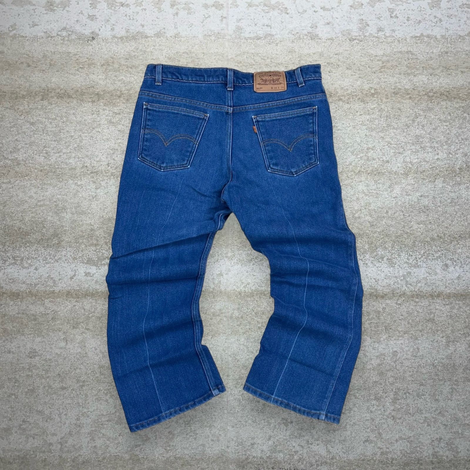 image of Crazy Vintage 90's Orange Tab Levis 517 Jeans Bootcut Flared in Blue, Men's (Size 38)