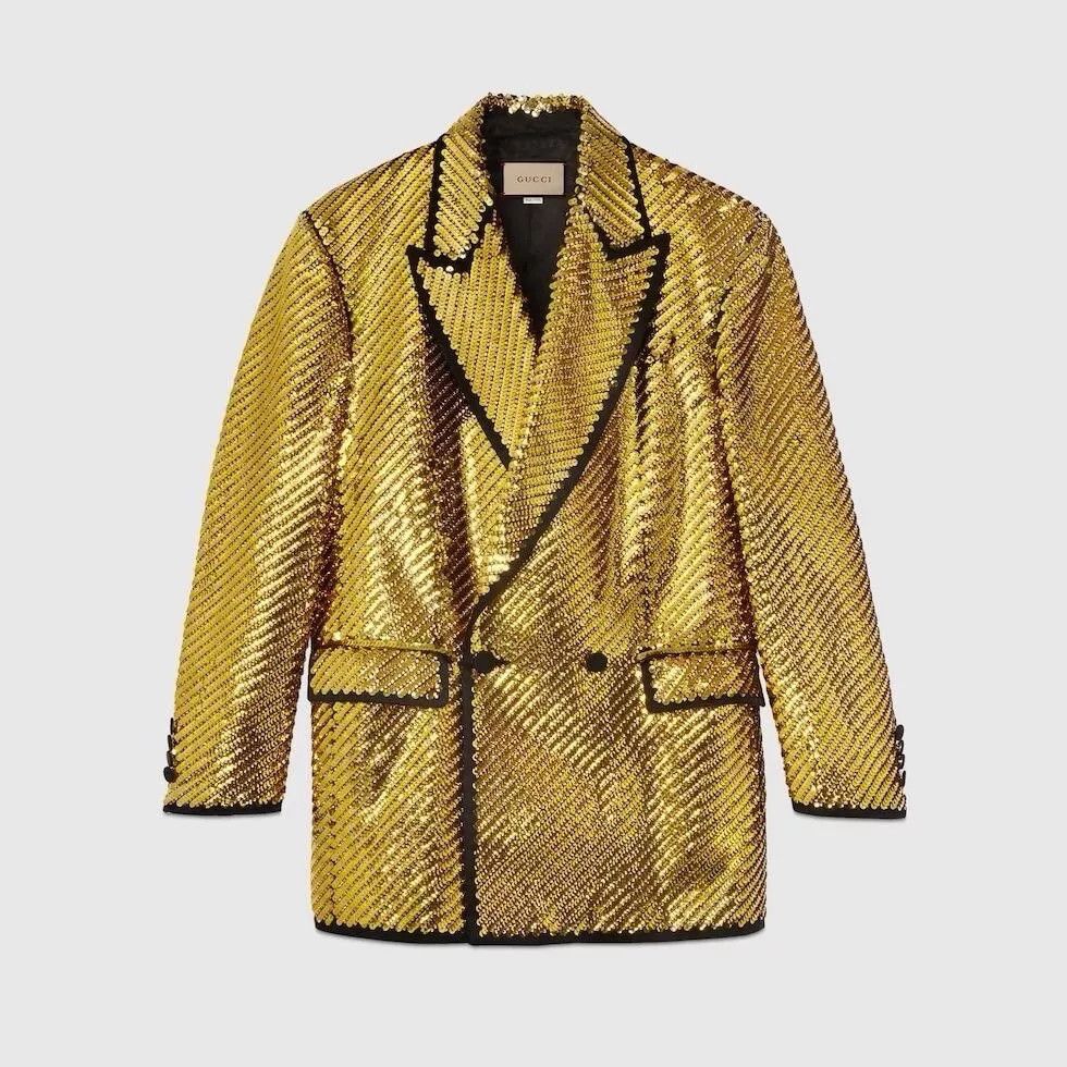 Gucci o1s1wg110125 Sequin Double- Breasted Jacket in Gold Size US M / EU 48-50 / 2 - 1 Preview