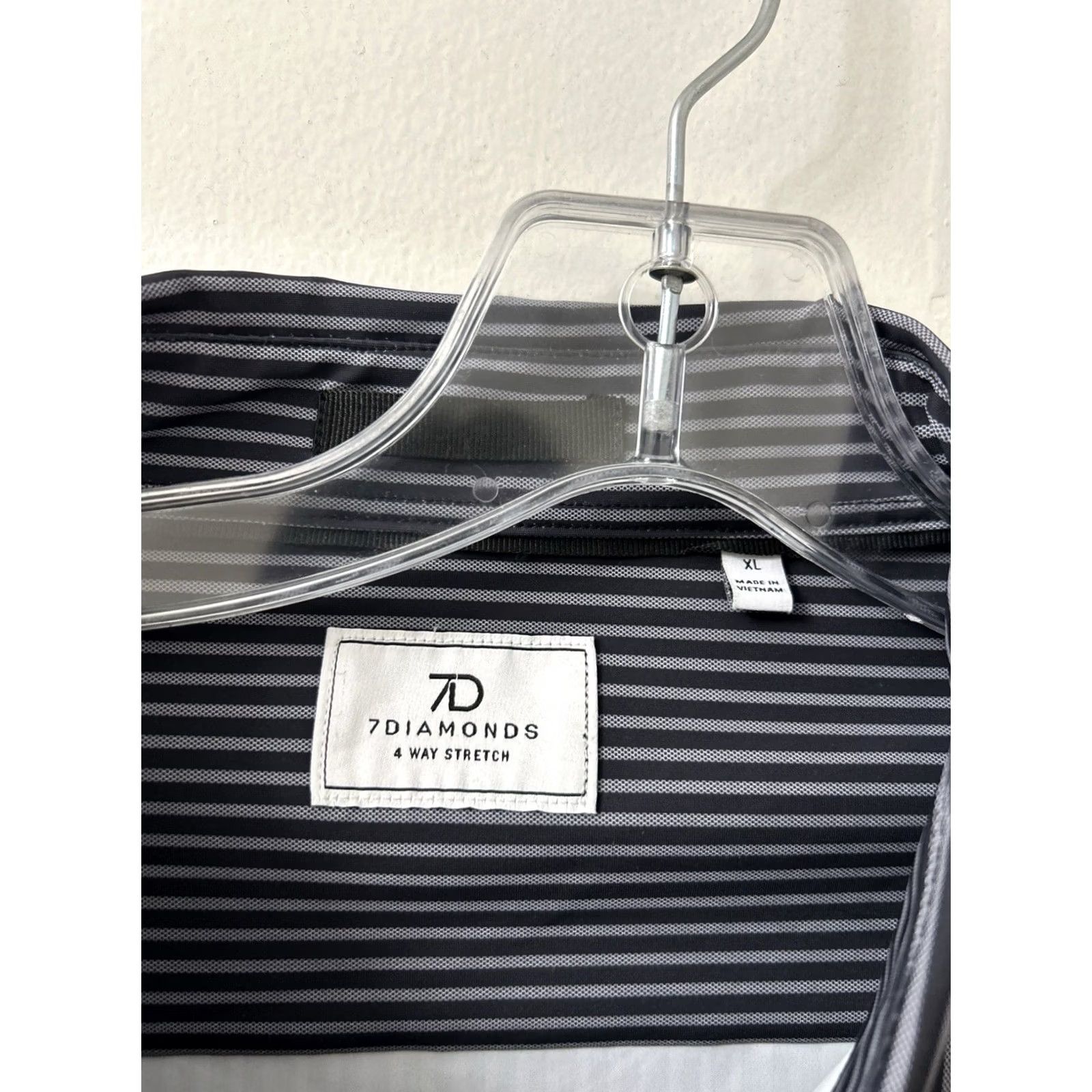 Vintage 7 Diamonds Blaine Shirt Mens XL Black Striped 4 Way Stretch L/S NWT Size US XL / EU 56 / 4 - 7 Thumbnail