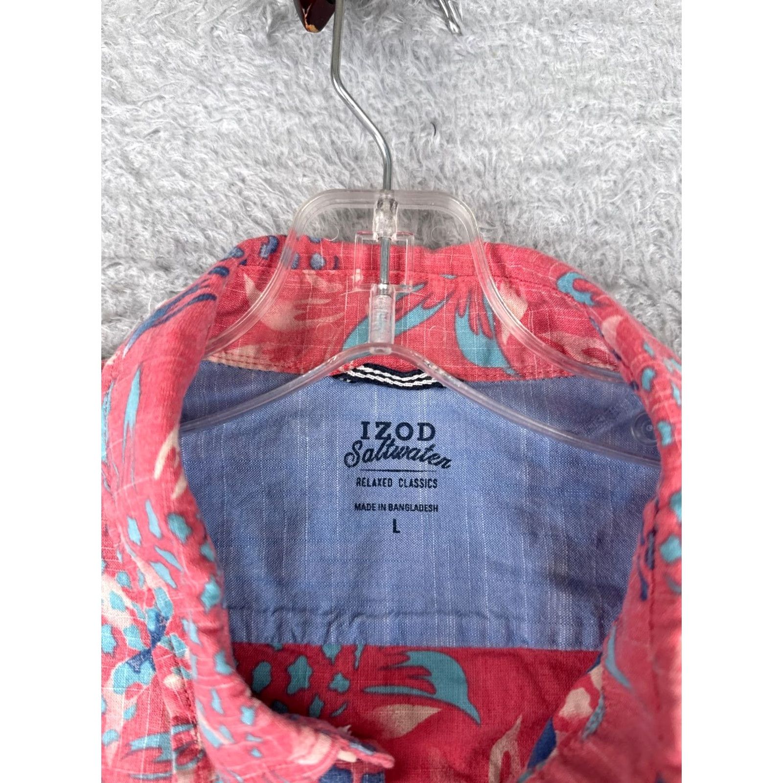 Izod IZOD Saltwater Shirt Mens Large Pink Floral Pineapple All Over Print Inside Out Size US L / EU 52-54 / 3 - 7 Thumbnail