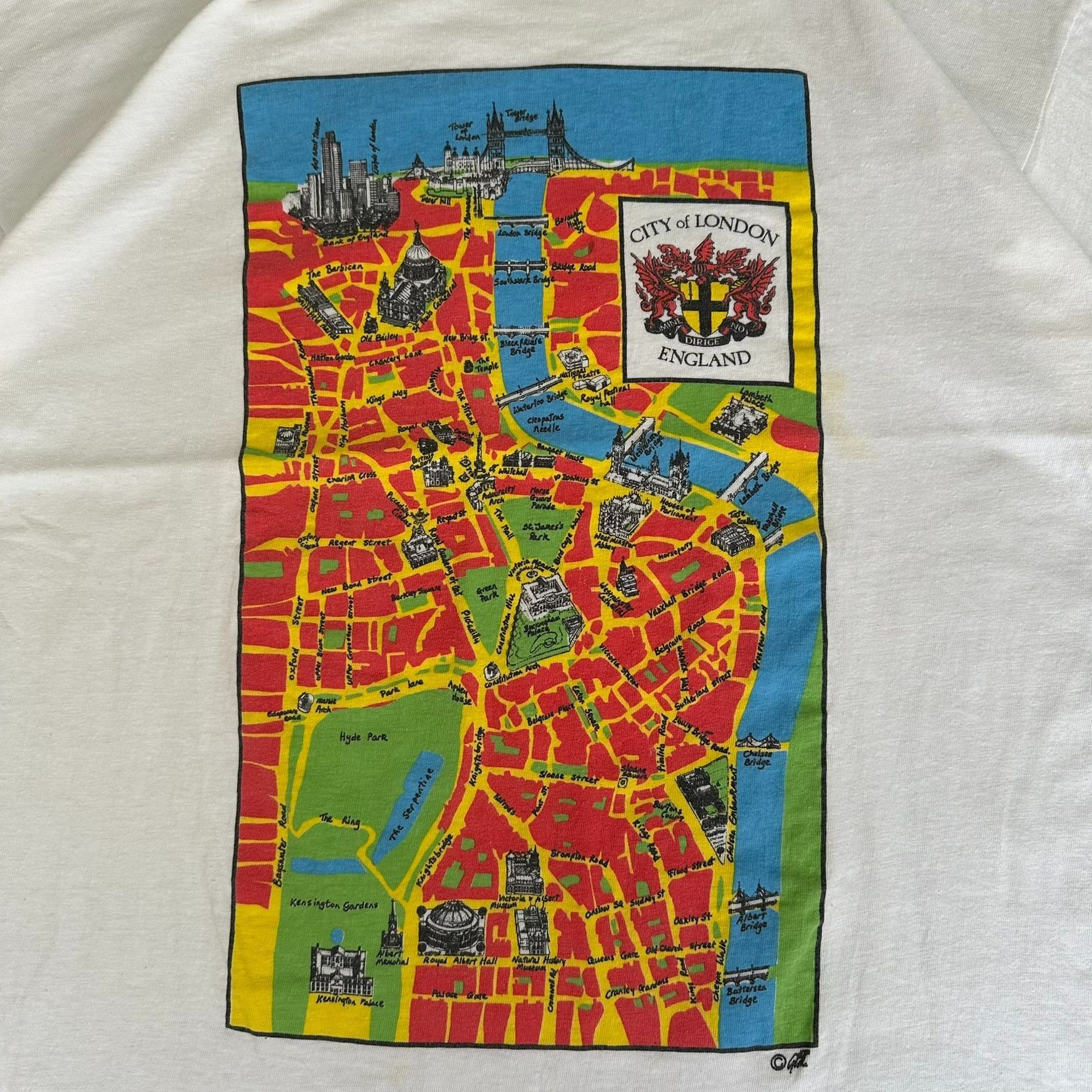 Vintage Vintage 90s London England Map T-Shirt Single Stitch White X Size US XL / EU 56 / 4 - 2 Thumbnail