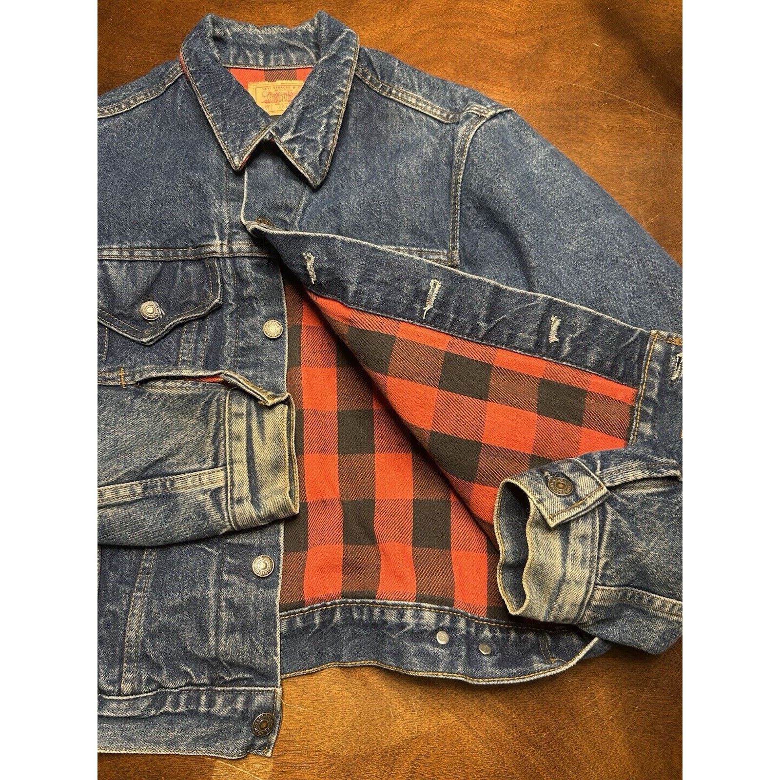 Levi's VTG 80s Levi's Flannel Lined Denim Trucker Jacket 70411-0816 Size US M / EU 48-50 / 2 - 4 Thumbnail