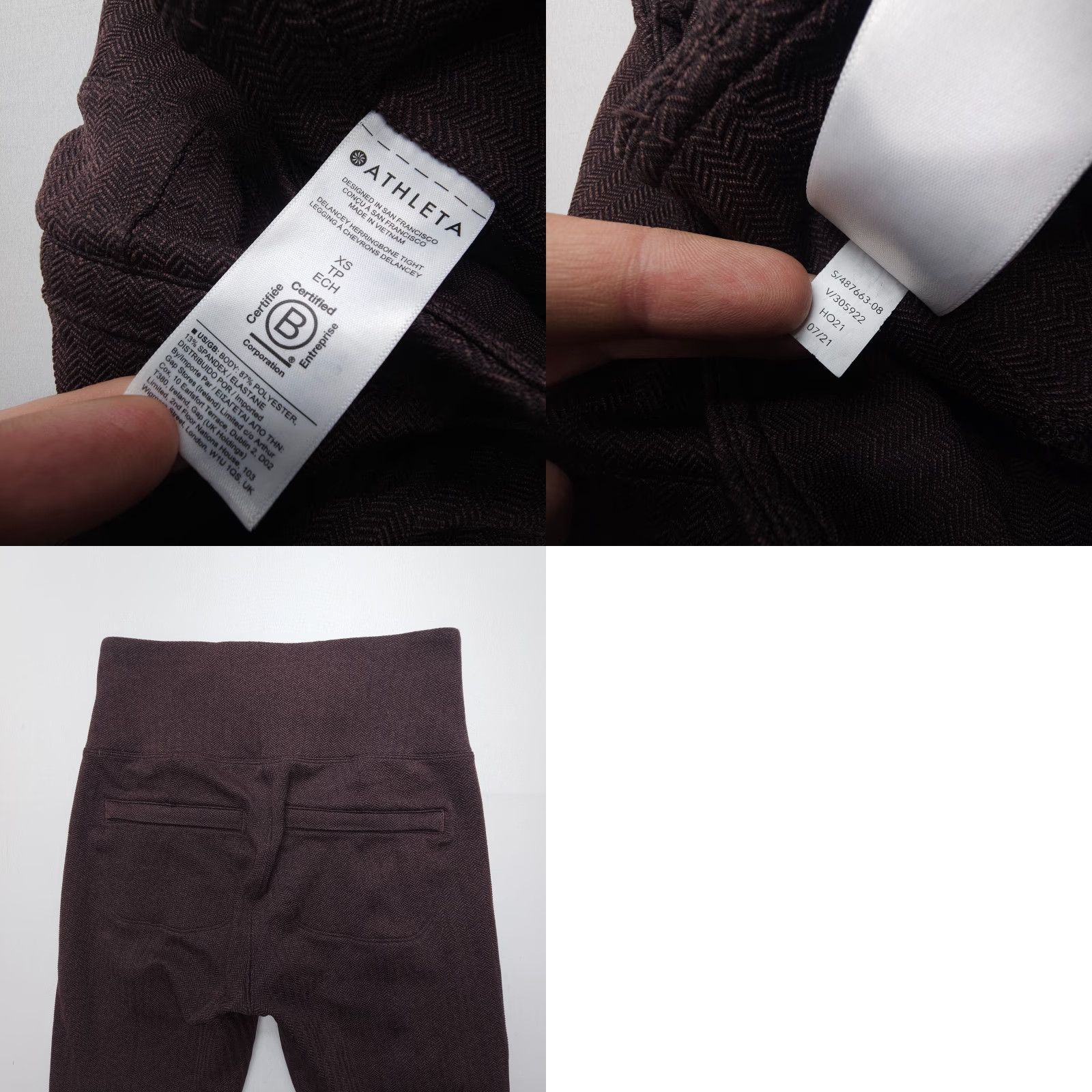 Athleta VINTAGE Athleta Delancey Herringbone Tight XS Brown Leggings Women Activewear Gym & Training High Rise Stretch Size ONE SIZE - 8 Thumbnail