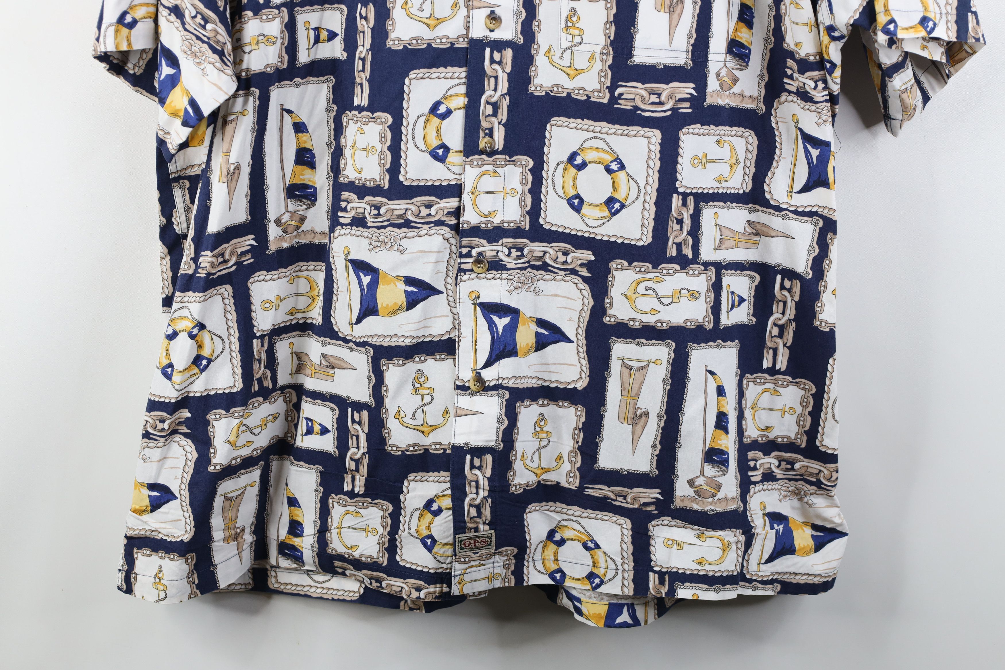 Vintage Vintage 90s Streetwear Anchor Flag Boating Button Down Shirt Size US XL / EU 56 / 4 - 3 Thumbnail