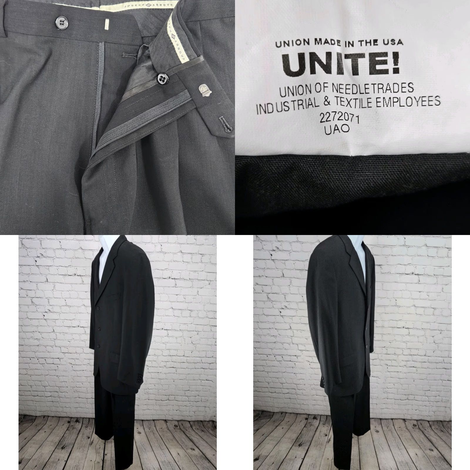 Joseph Abboud VINTAGE Joseph Abboud Black Wool Blend Full Suit 2 Piece 3 Button US 40R 32x31 Mens Professional Formal Size 40R - 10 Thumbnail