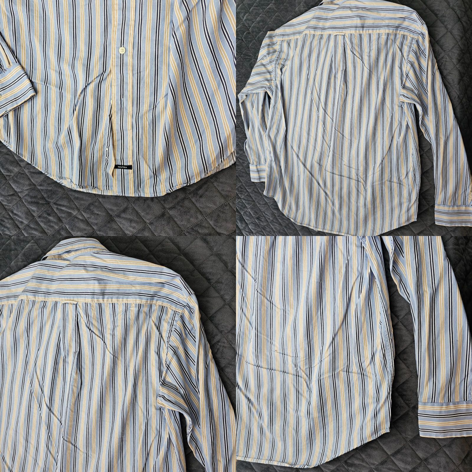 Nautica Nautica Shirt Men Large Blue Stripe Twill Cotton Button-Down Mens Size US L / EU 52-54 / 3 - 8 Thumbnail