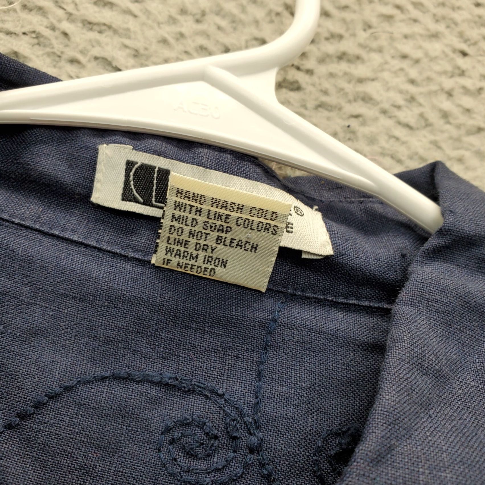 Vintage Carole Little Shirt Womens L Navy Linen Embroidered Collared Button Front Size L / US 10 / IT 46 - 6 Thumbnail