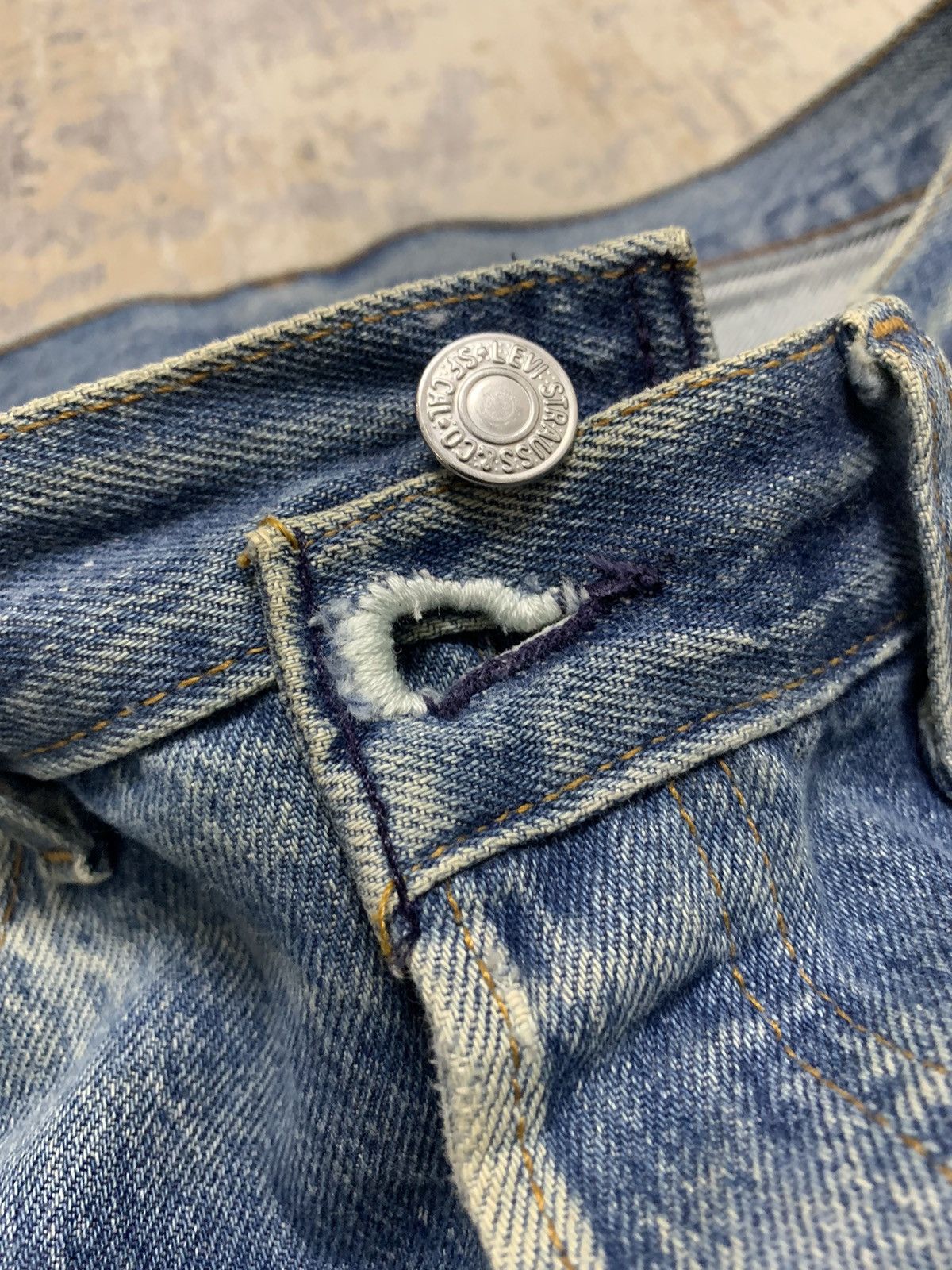 Jean Vintage 80s Sashiko Reworked Levis 501 Distressed Jeans Size US 34 / EU 50 - 10 Thumbnail