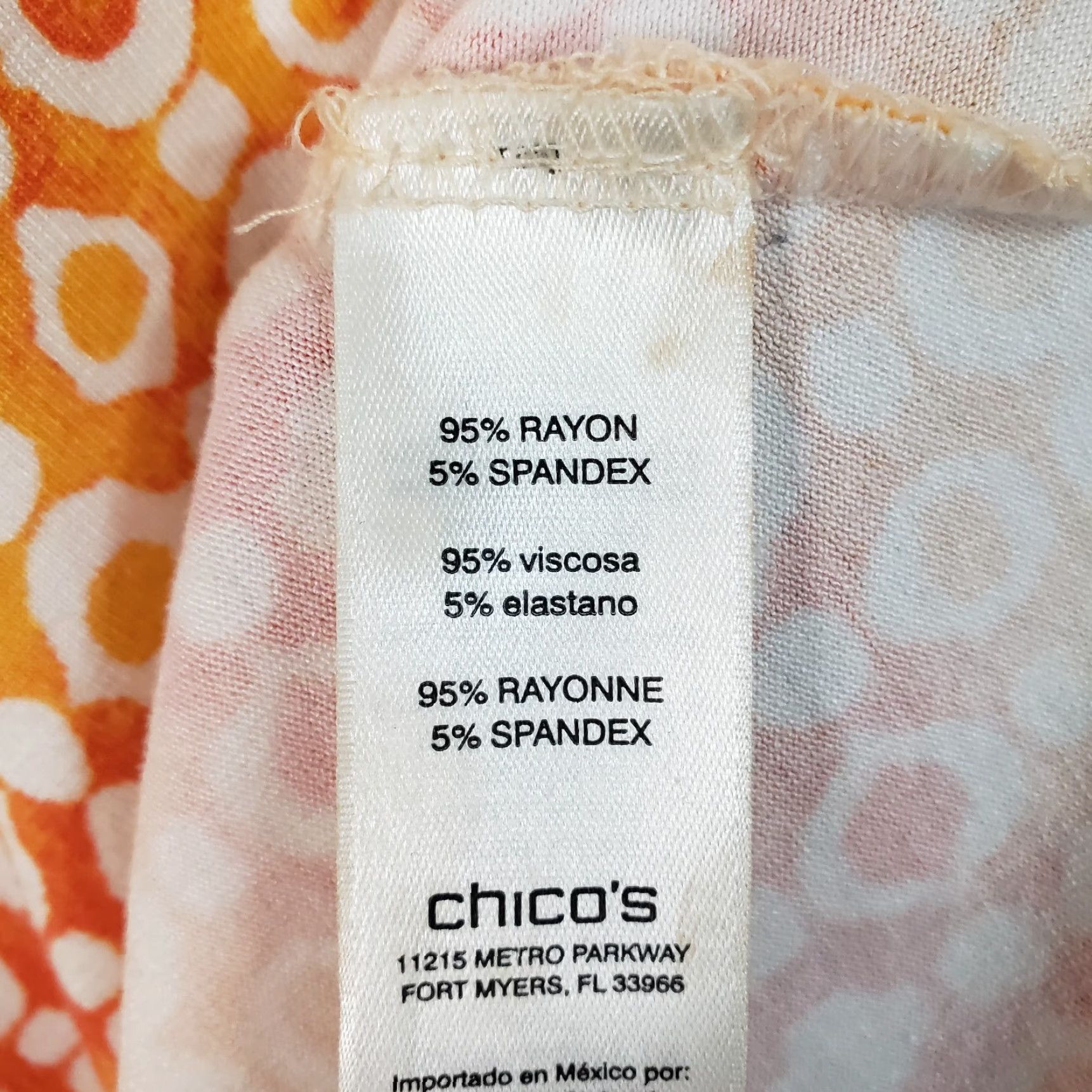 Vintage Chico's Womens Top 3/4 Sleeve Blouse Size L Orange White Rayon Blend Shirt Casual Womens Size L / US 10 / IT 46 - 6 Thumbnail