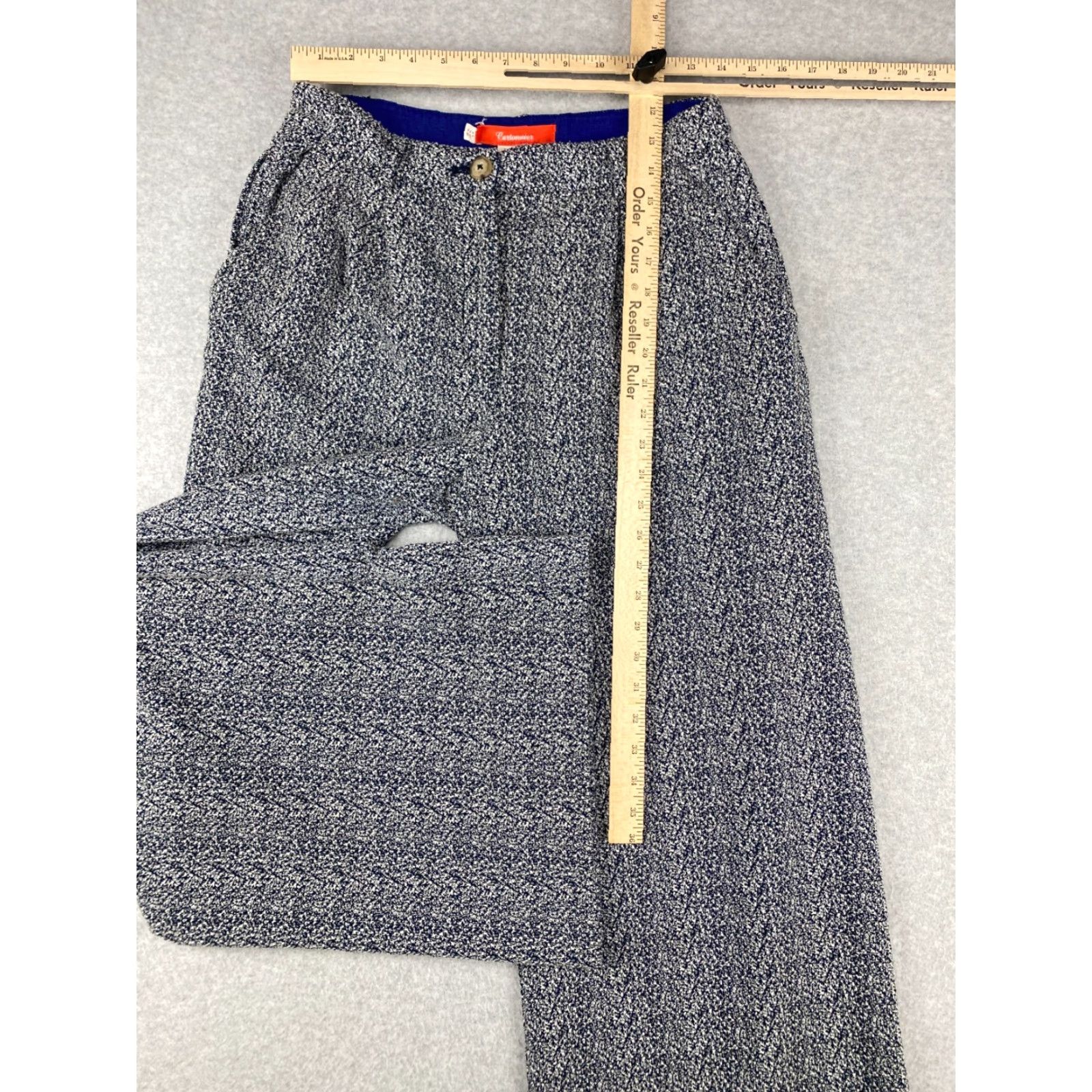 Anthropologie VINTAGE Anthropologie Cartonnier Pants 6 Blue Eliza Jacquard High Rise Wide Leg Boho Size 28" / US 6 / IT 42 - 4 Thumbnail
