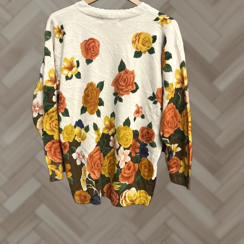 Vintage VINTAGE Womens White Cashmere Pullover AOP Floral Sweater XL Size XL / US 12-14 / IT 48-50 - 1 Thumbnail