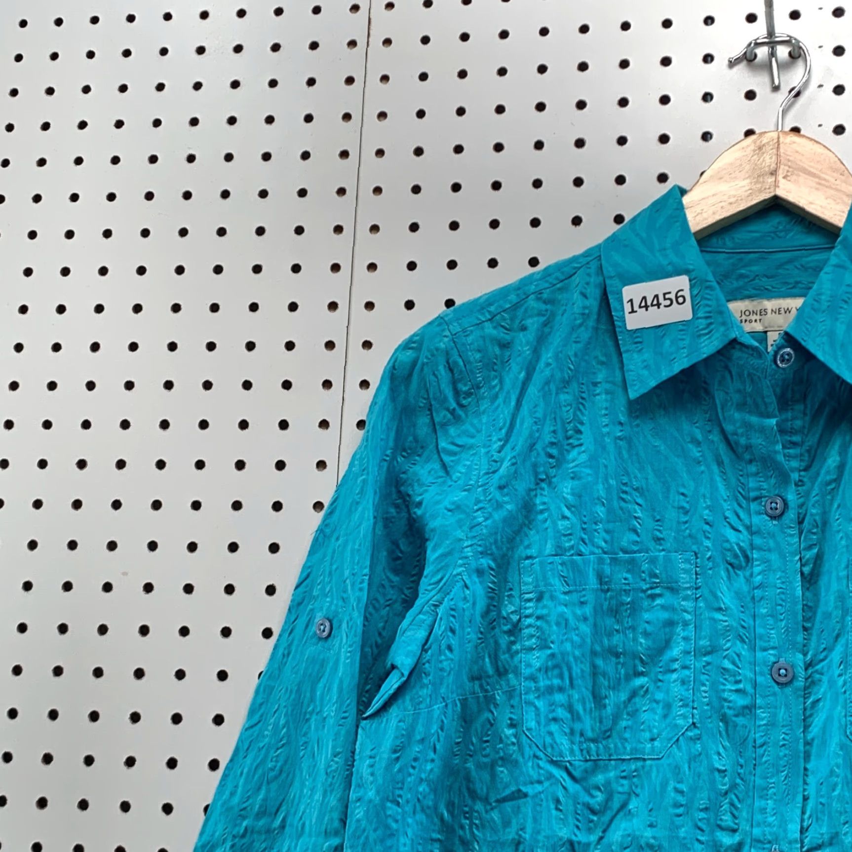 Jones New York NEW Jones New York Long Sleeve Button Down Shirt Women Size Small Teal Solid Cotton Casual Size S / US 4 / IT 40 - 4 Thumbnail