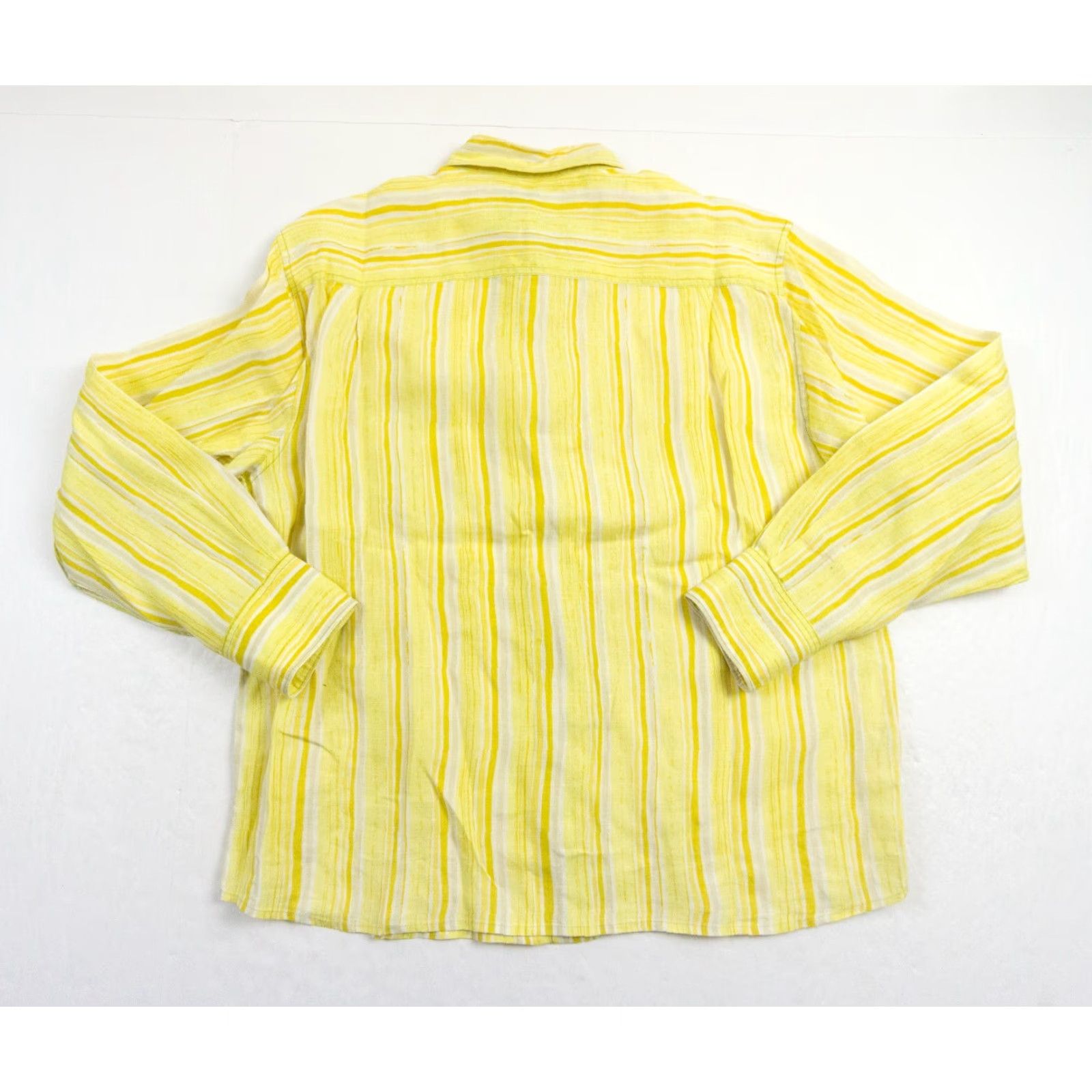 Tommy Bahama Tommy Bahama Mens Medium Yellow Striped Linen Button Up Long Sleeve Shirt Size US M / EU 48-50 / 2 - 5 Thumbnail