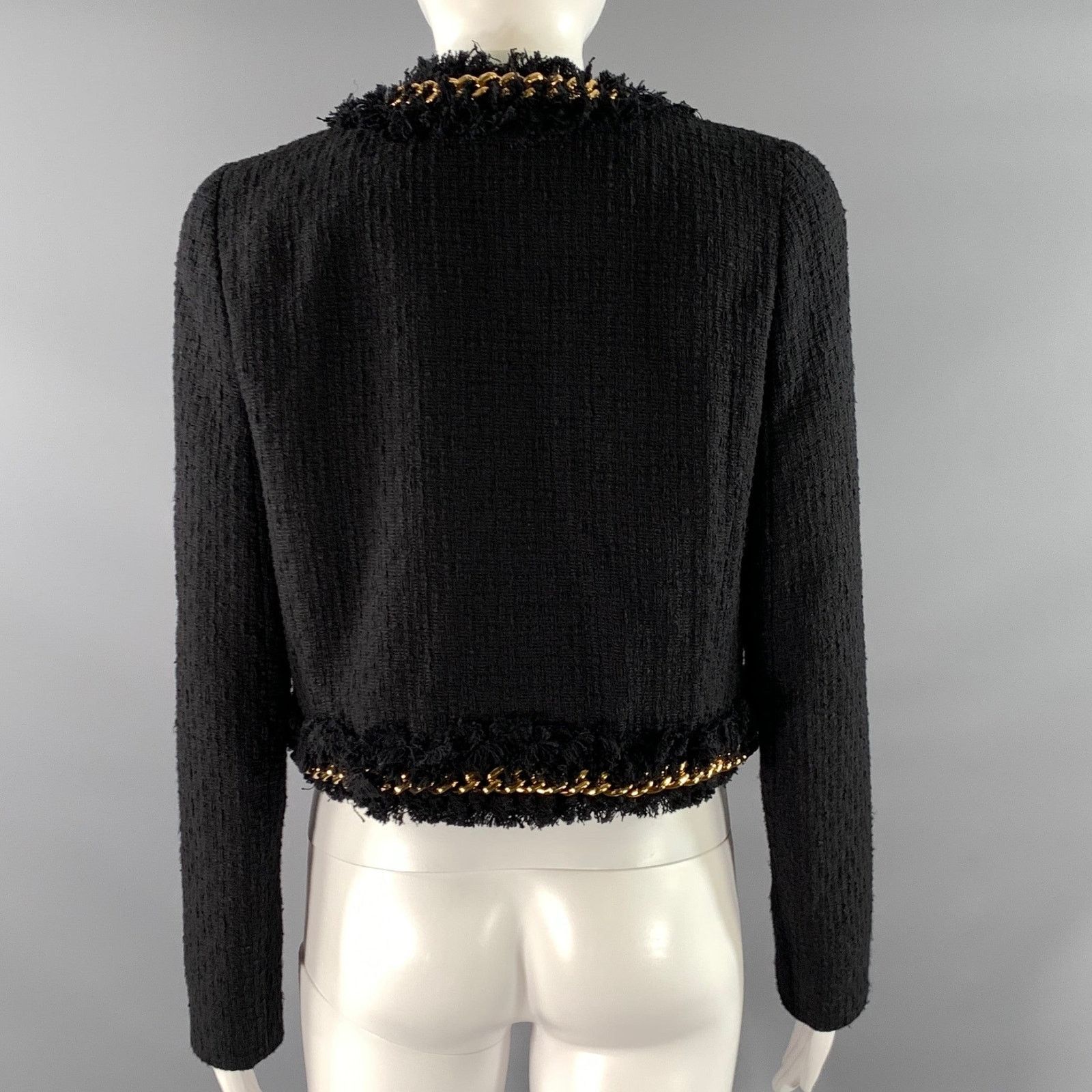 Versace VERSACE Size 6 Black Gold Cotton Chain Jacket Size M / US 6-8 / IT 42-44 - 4 Thumbnail