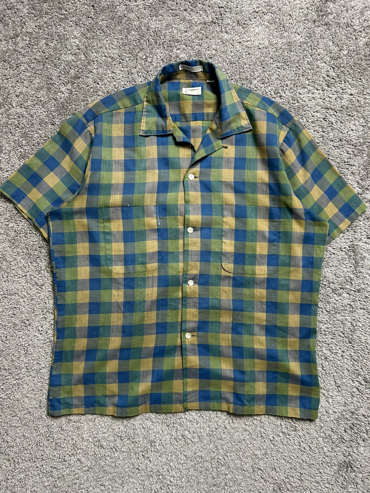【60s】PENNEYS TOWNCRAFT LOOP COLLAR SHIRT Vintage 60s Loop Collar Penneys Towncraft Button Up Shirt